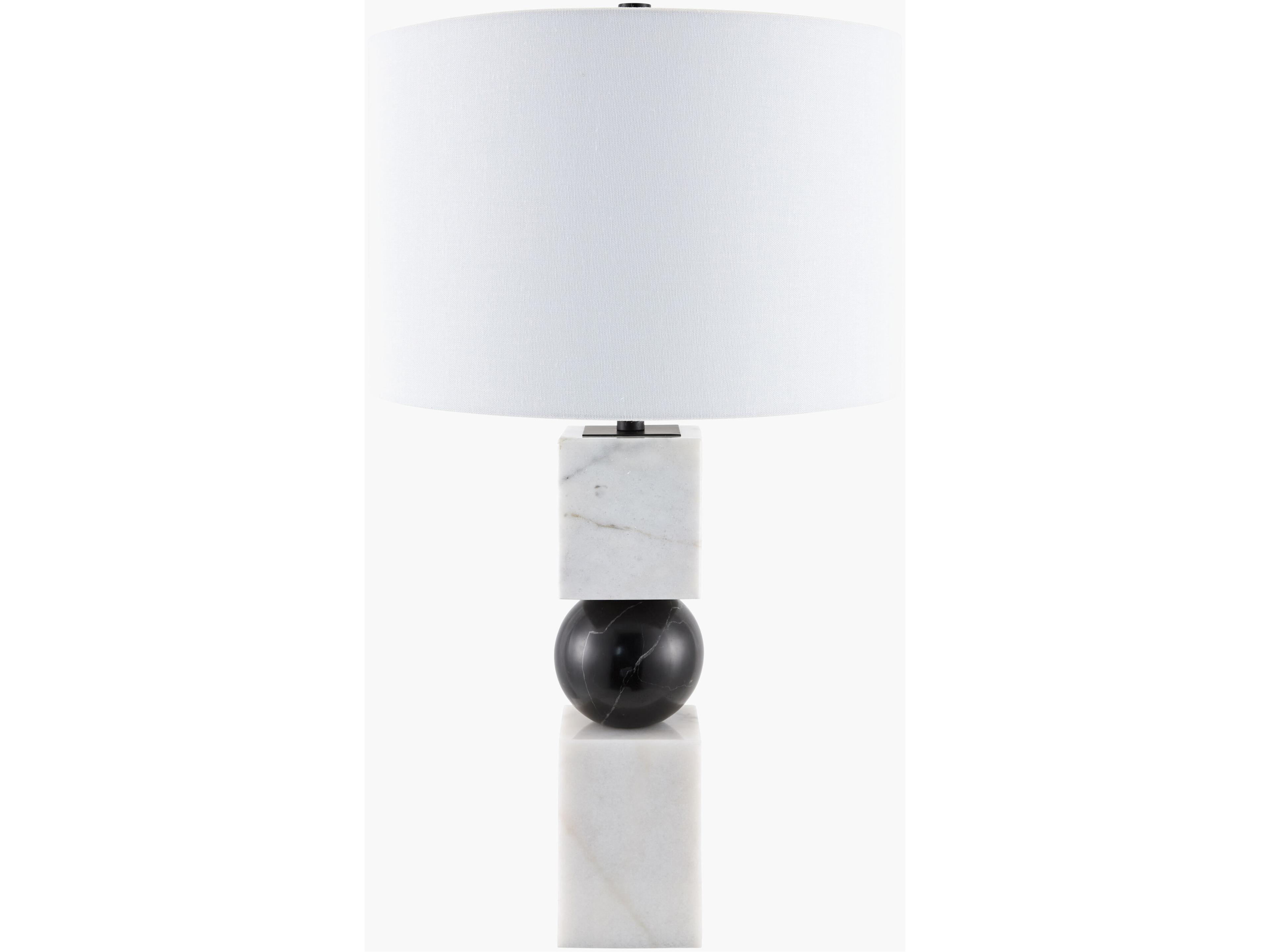 Surya Nerja White Black Linen Buffet Lamp