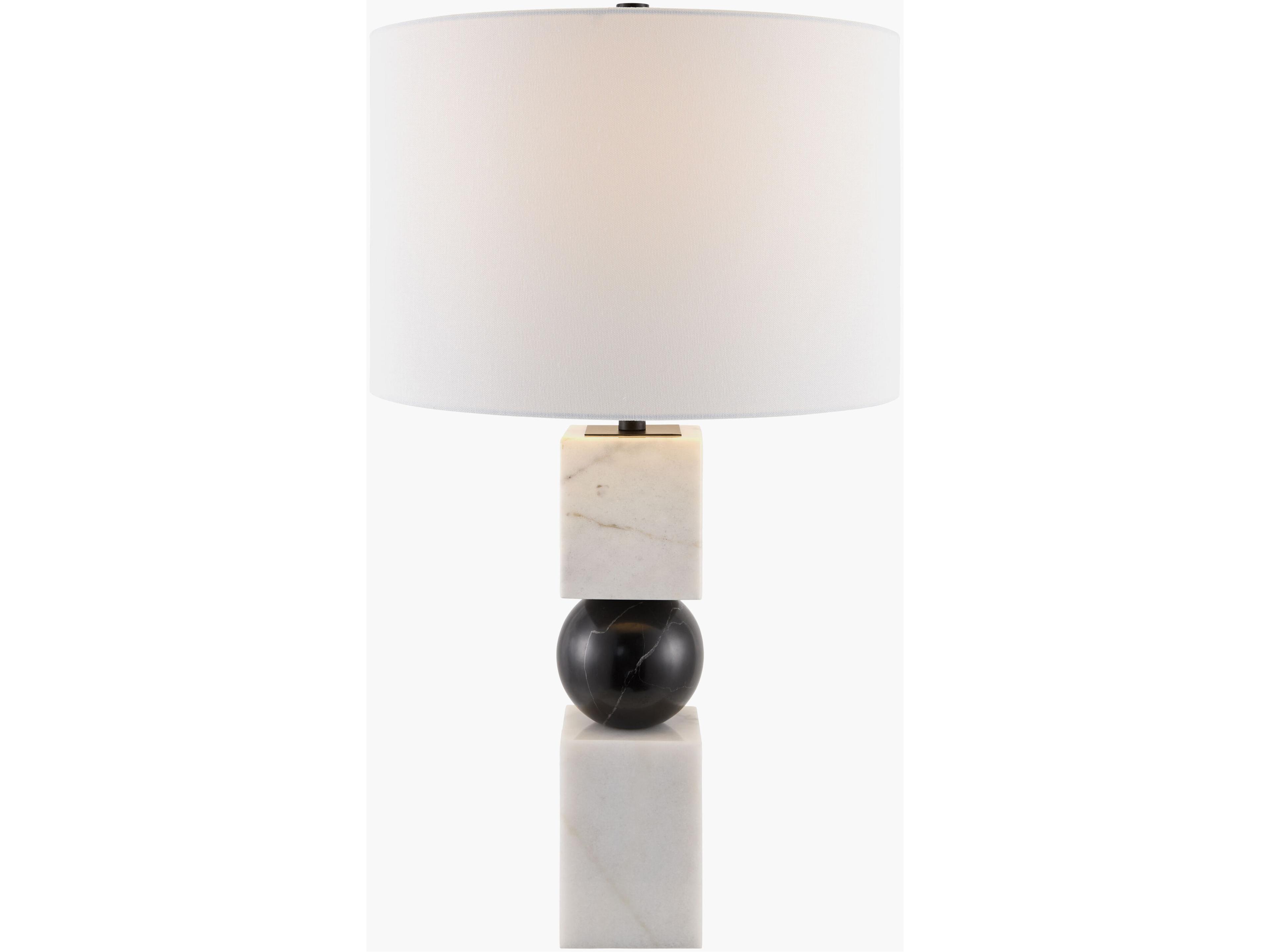 Surya Nerja White Black Linen Buffet Lamp