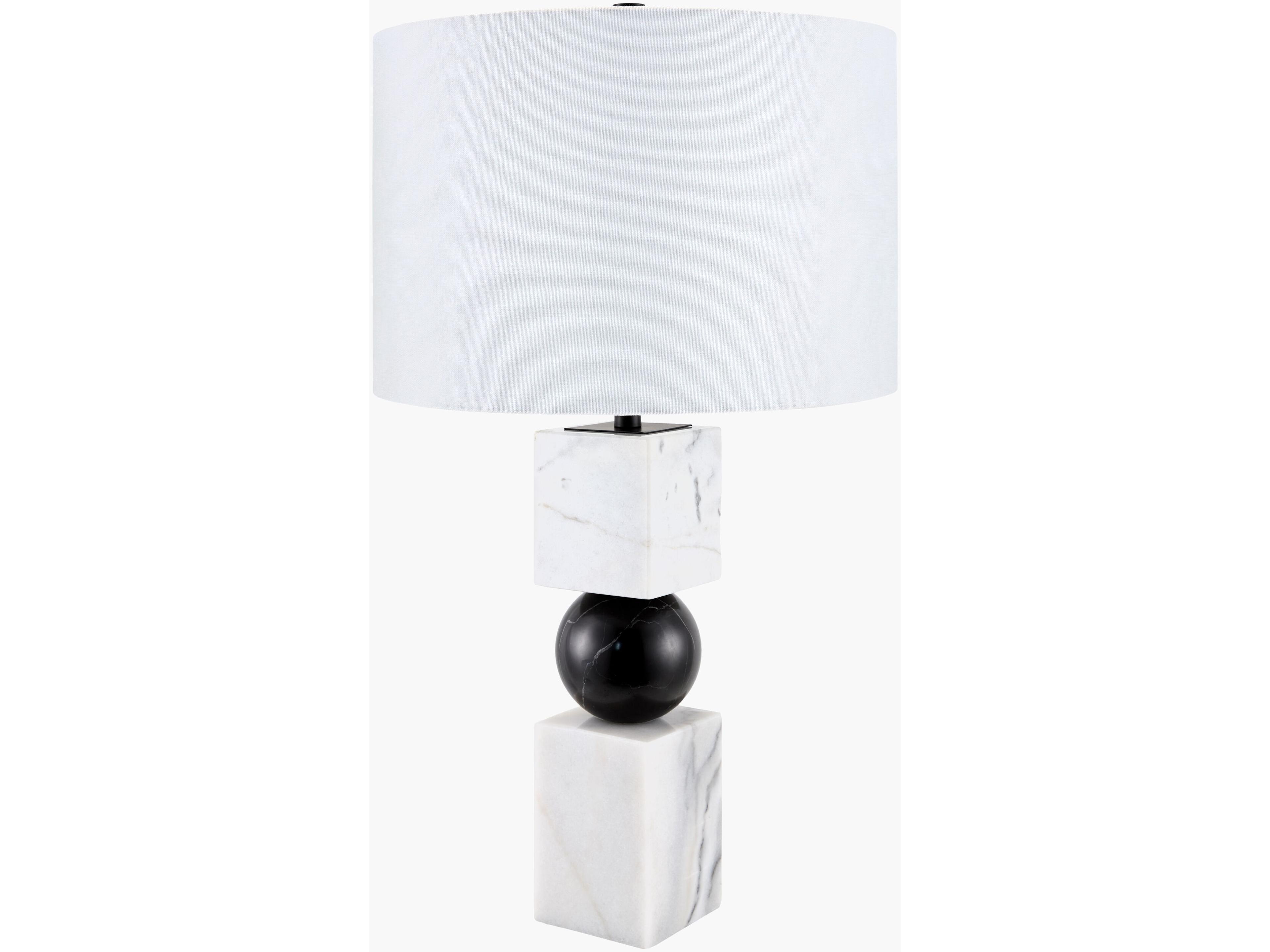 Surya Nerja White Black Linen Buffet Lamp