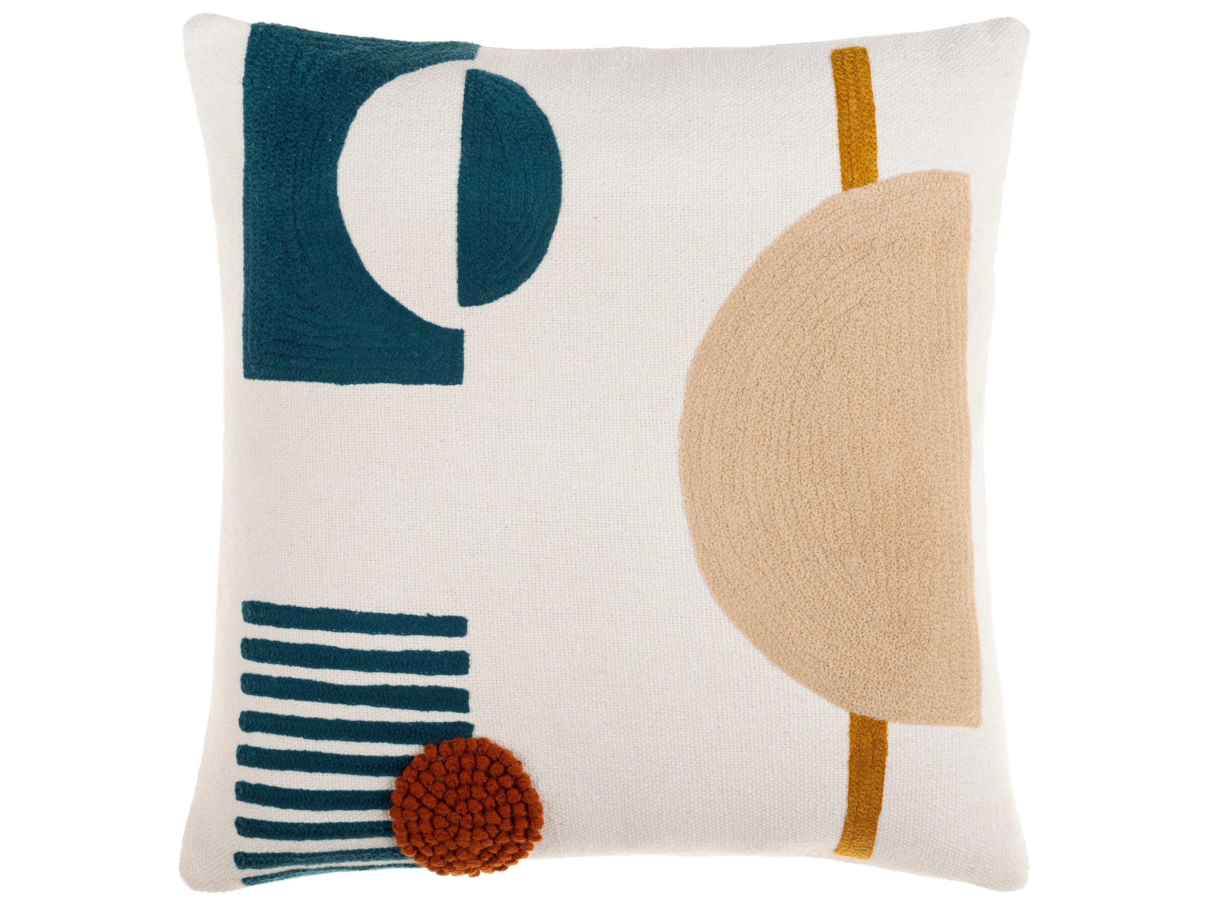 Surya Novel Cream / Deep Teal / Beige Pillow