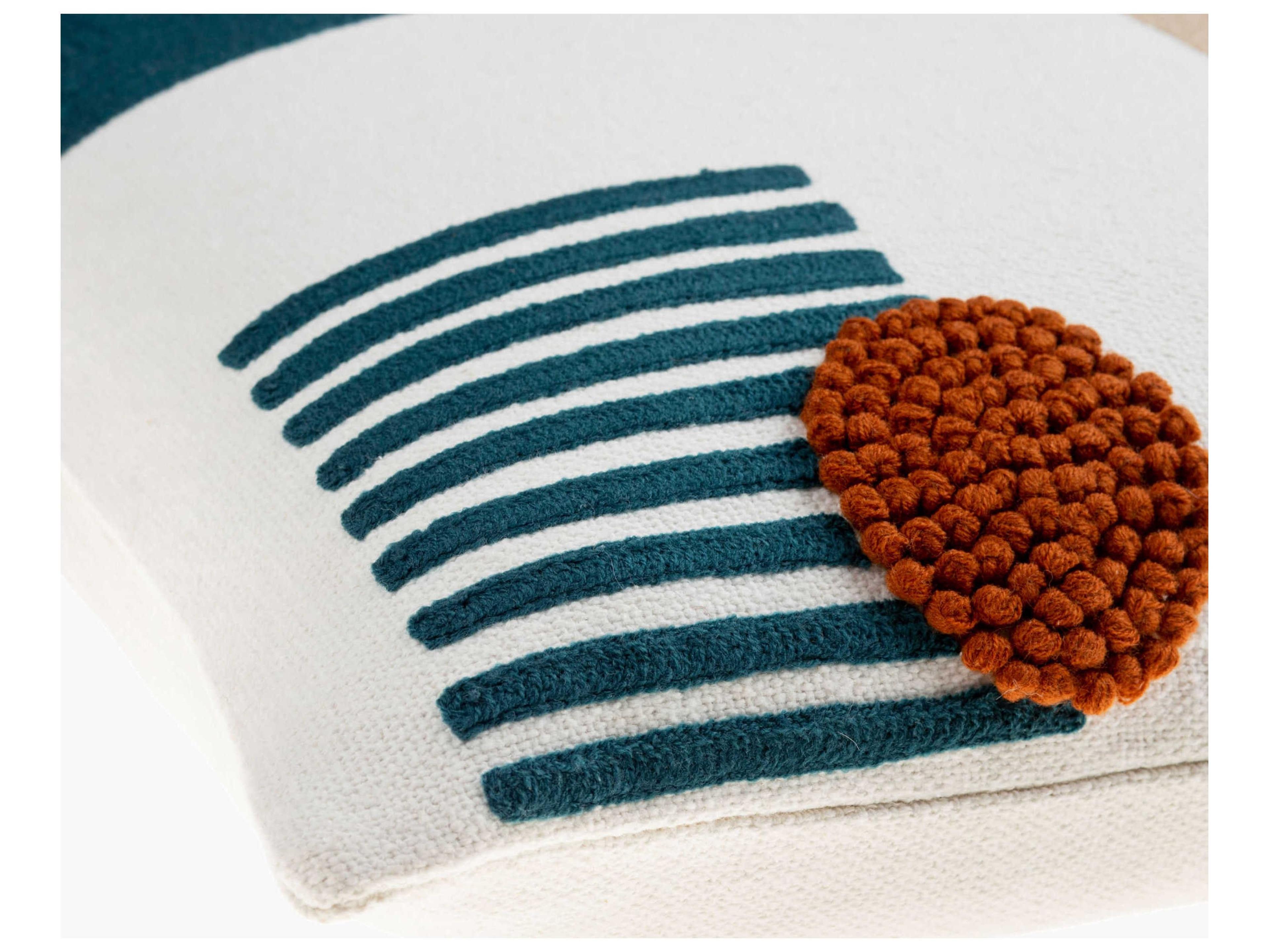 Surya Novel Cream / Deep Teal / Beige Pillow