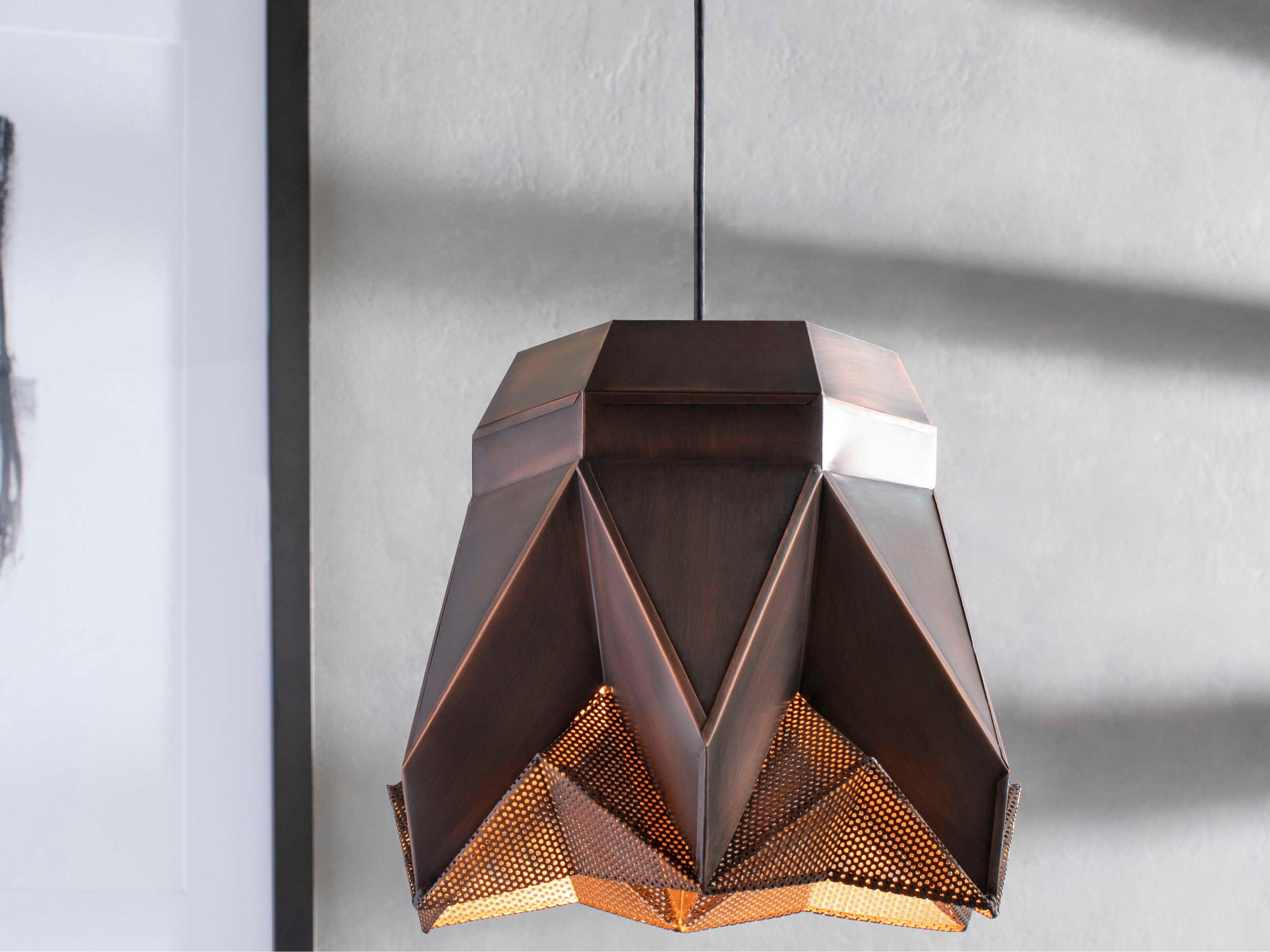 Surya Novara 1-Light Metallic Copper Geometric Pendant