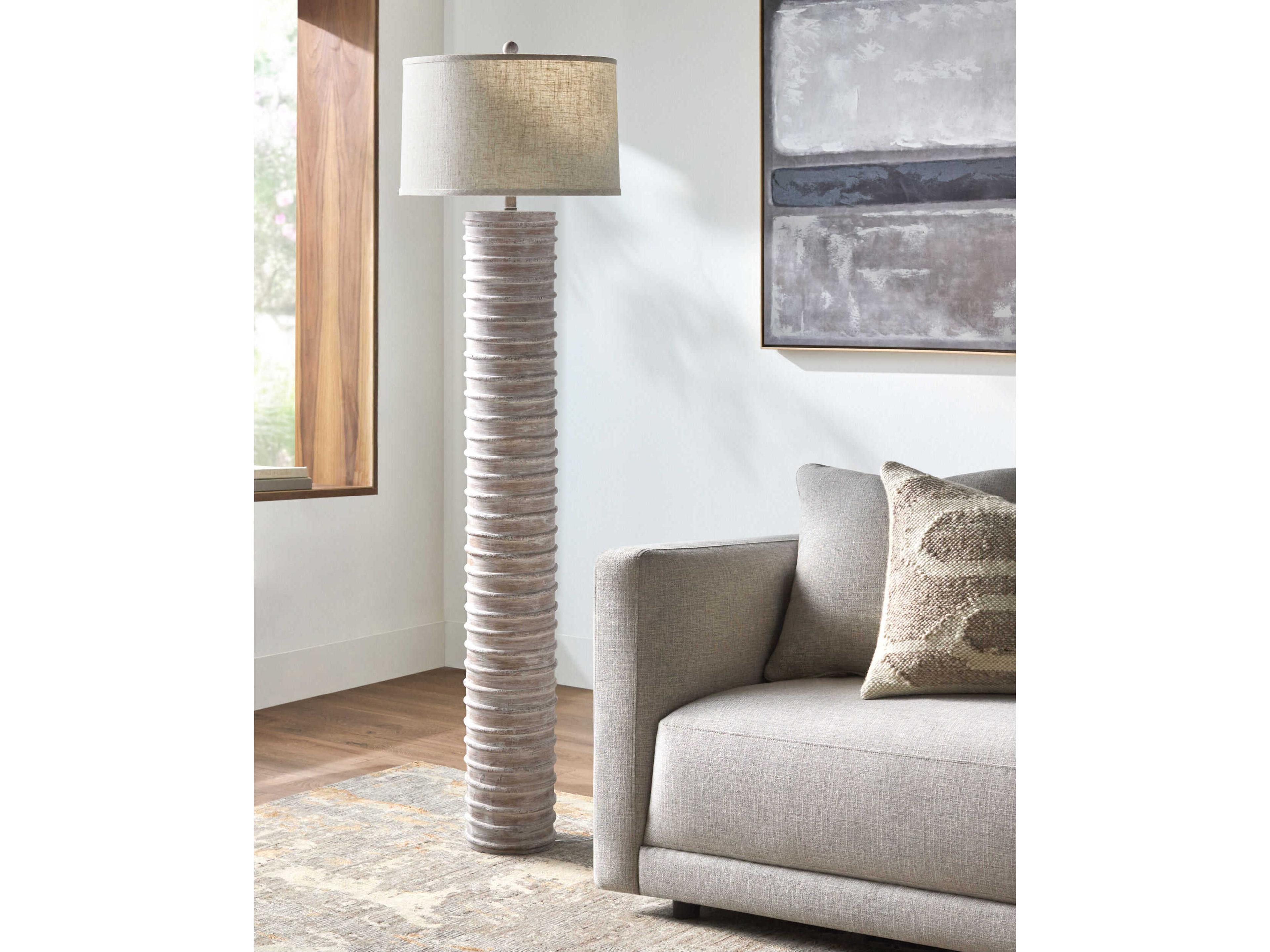 Surya Nexum Dark Brown Wheat Linen Floor Lamp