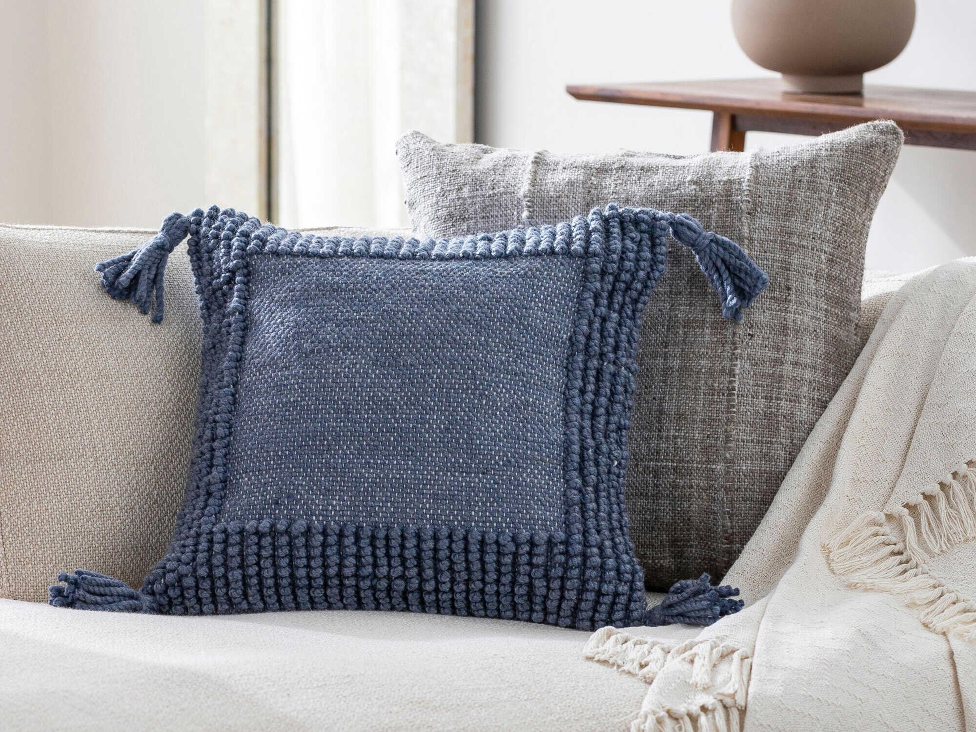 Surya Outdoor Alaric Dark Blue Pillow