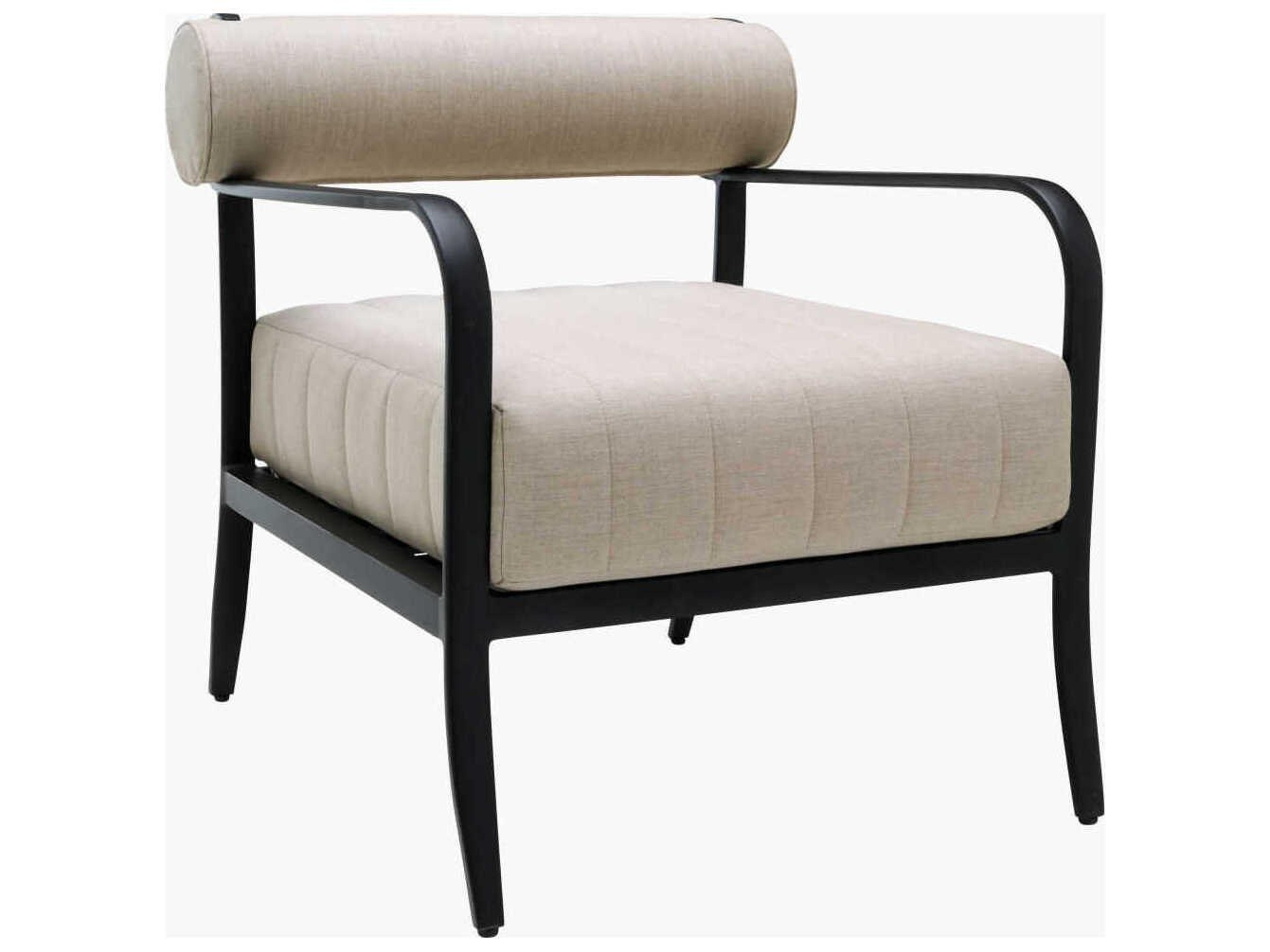 Surya Outdoor Antibes Powder Coated Black Aluminum Cushion Lounge Chair
