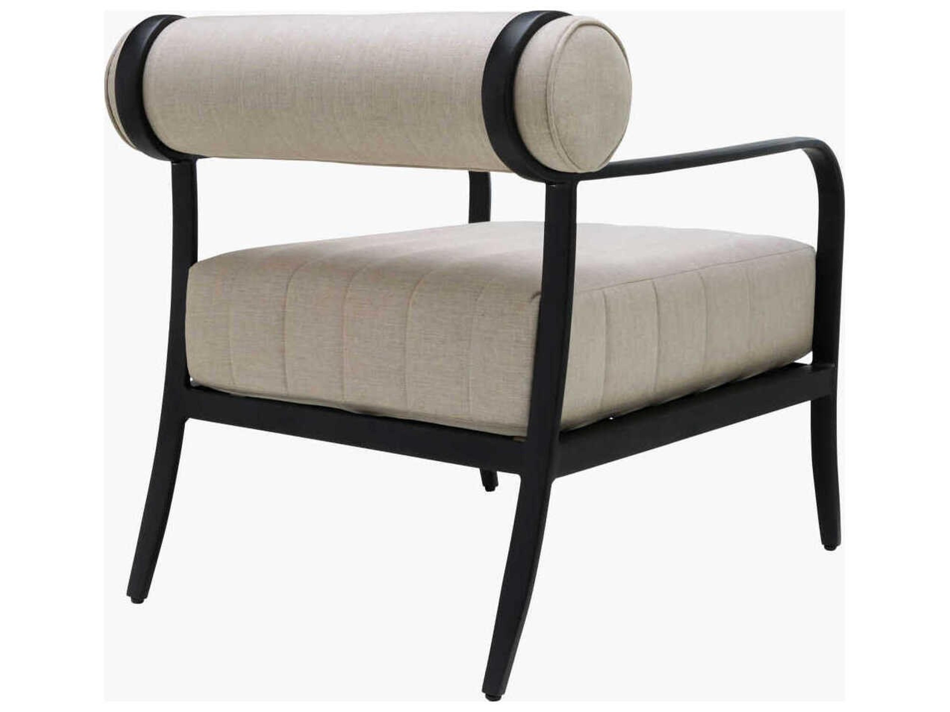 Surya Outdoor Antibes Powder Coated Black Aluminum Cushion Lounge Chair