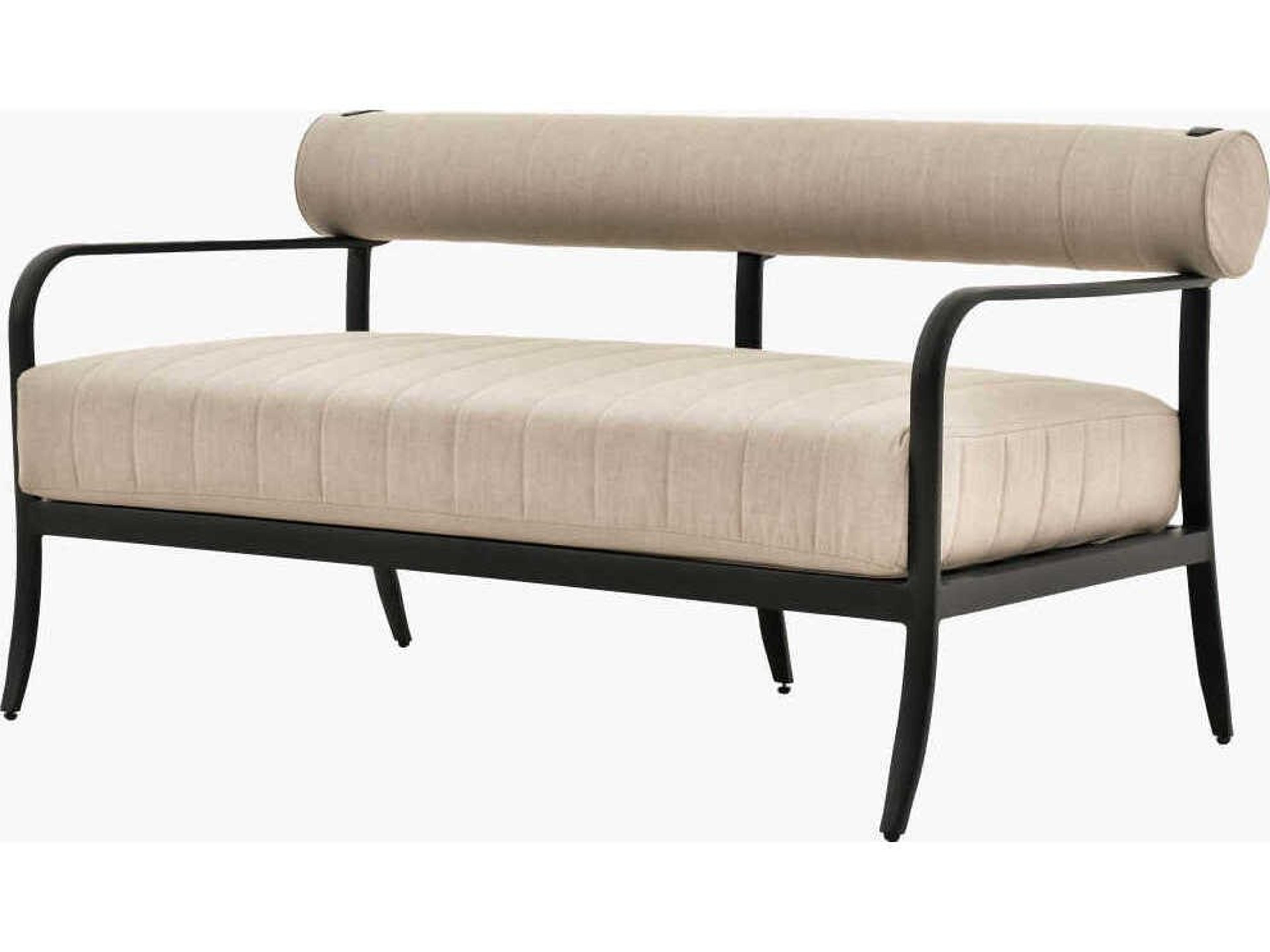 Antibes Powder Coated Black Aluminum Cushion Loveseat