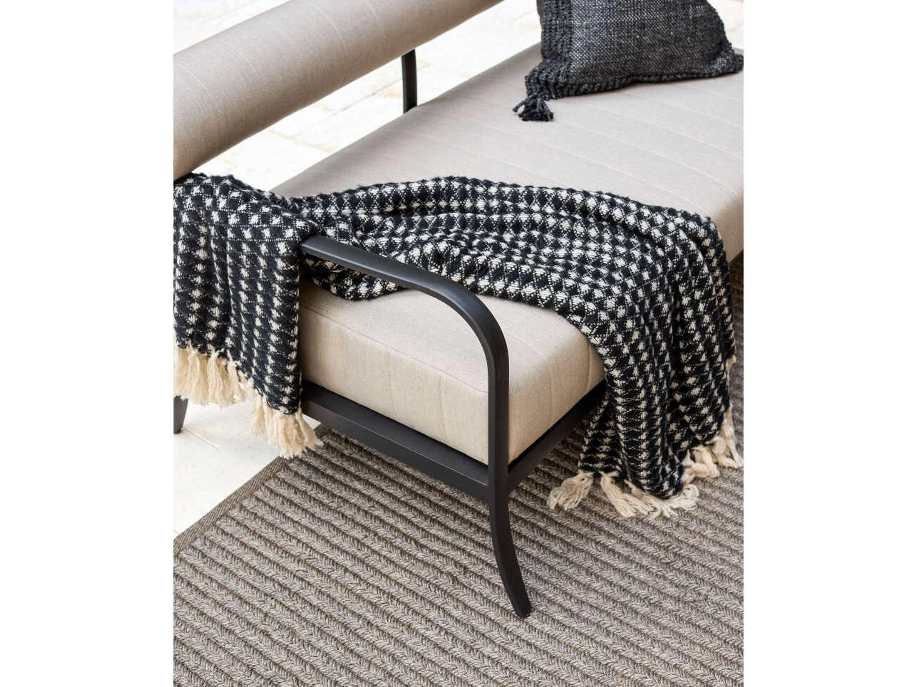 Surya Outdoor Antibes Powder Coated Black Aluminum Cushion Loveseat