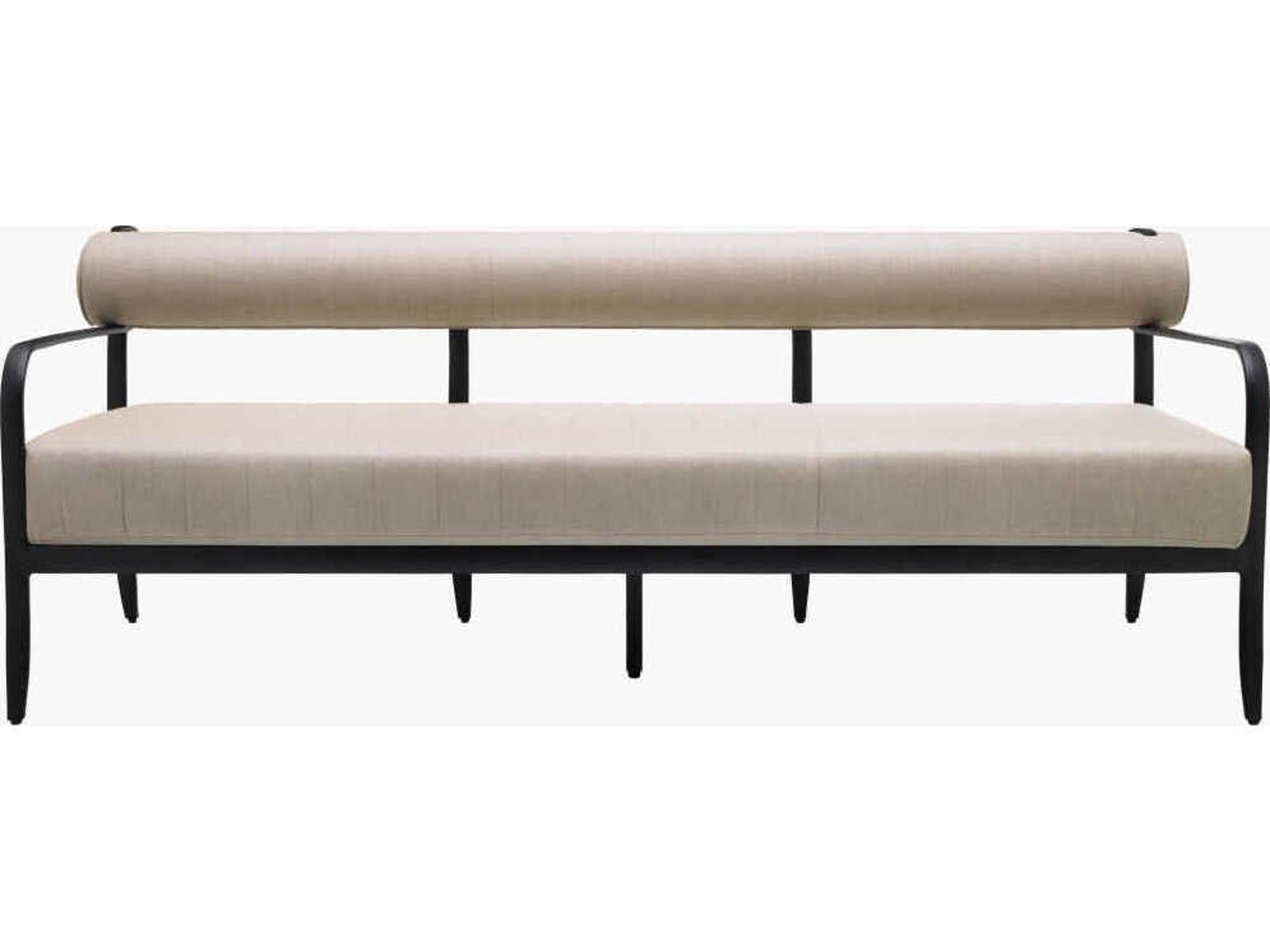 Surya Outdoor Antibes Powder Coated Black Aluminum Cushion Sofa
