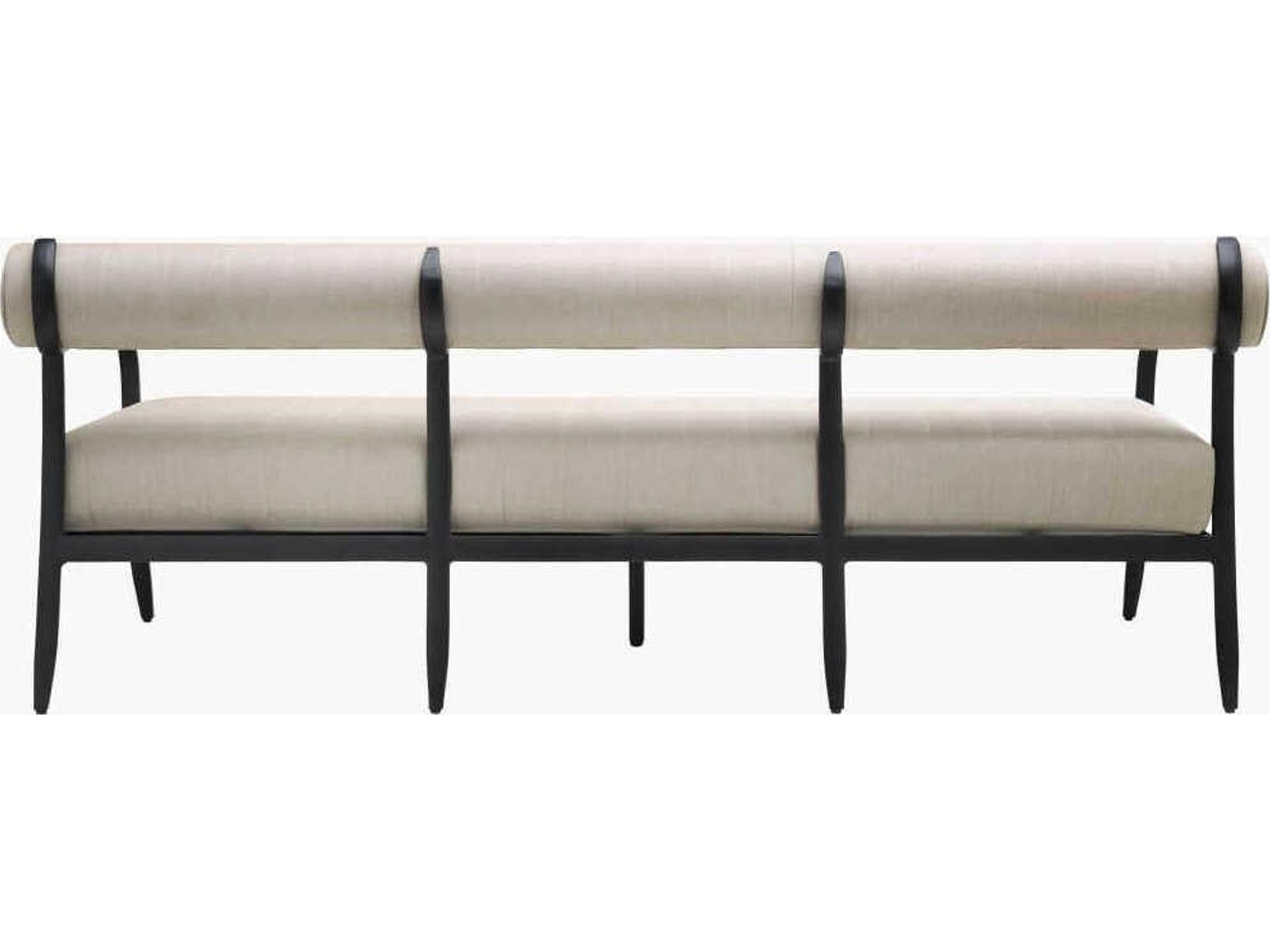 Surya Outdoor Antibes Powder Coated Black Aluminum Cushion Sofa