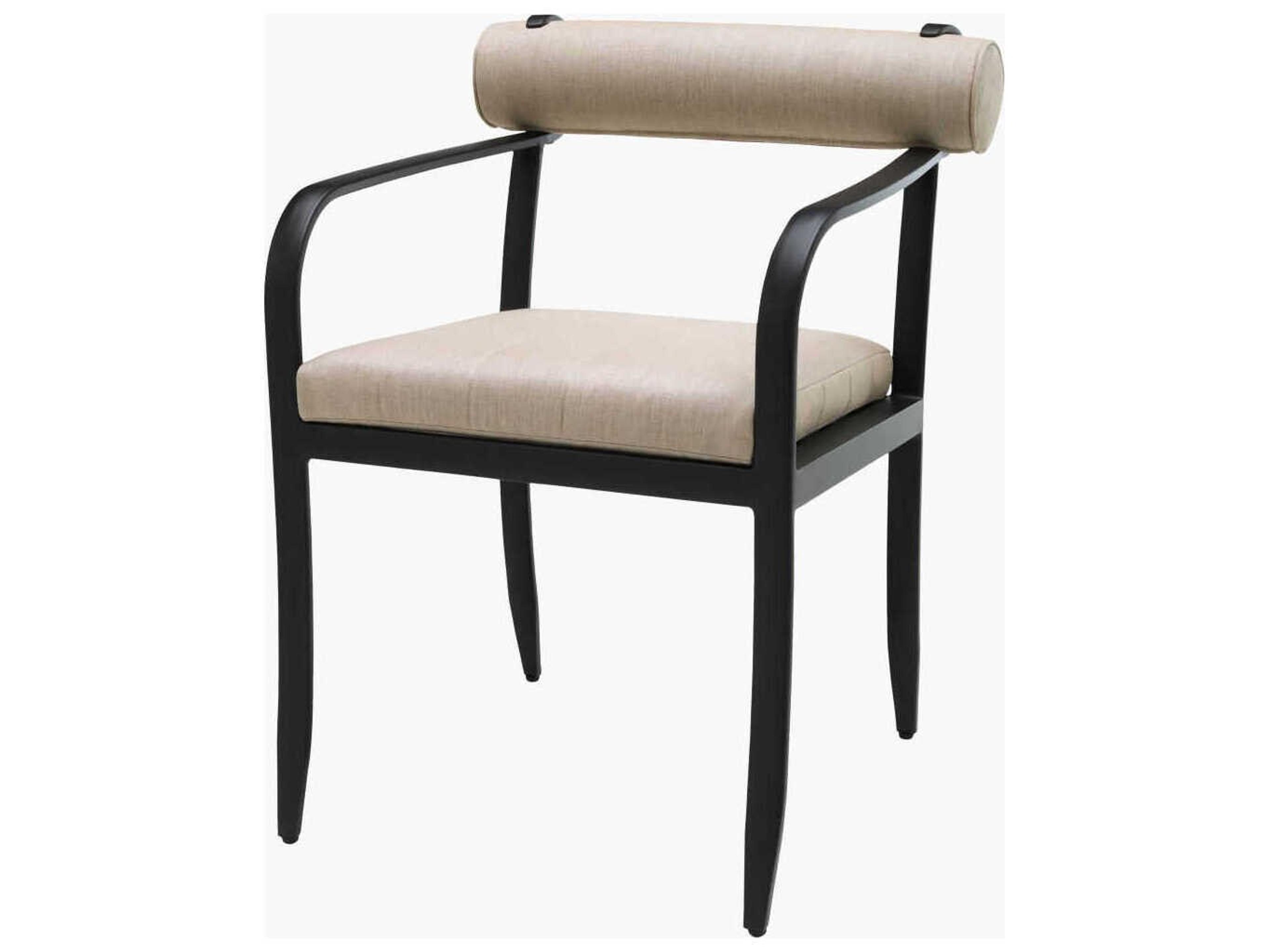 Antibes Powder Coated Black Aluminum Cushion Dining Chair