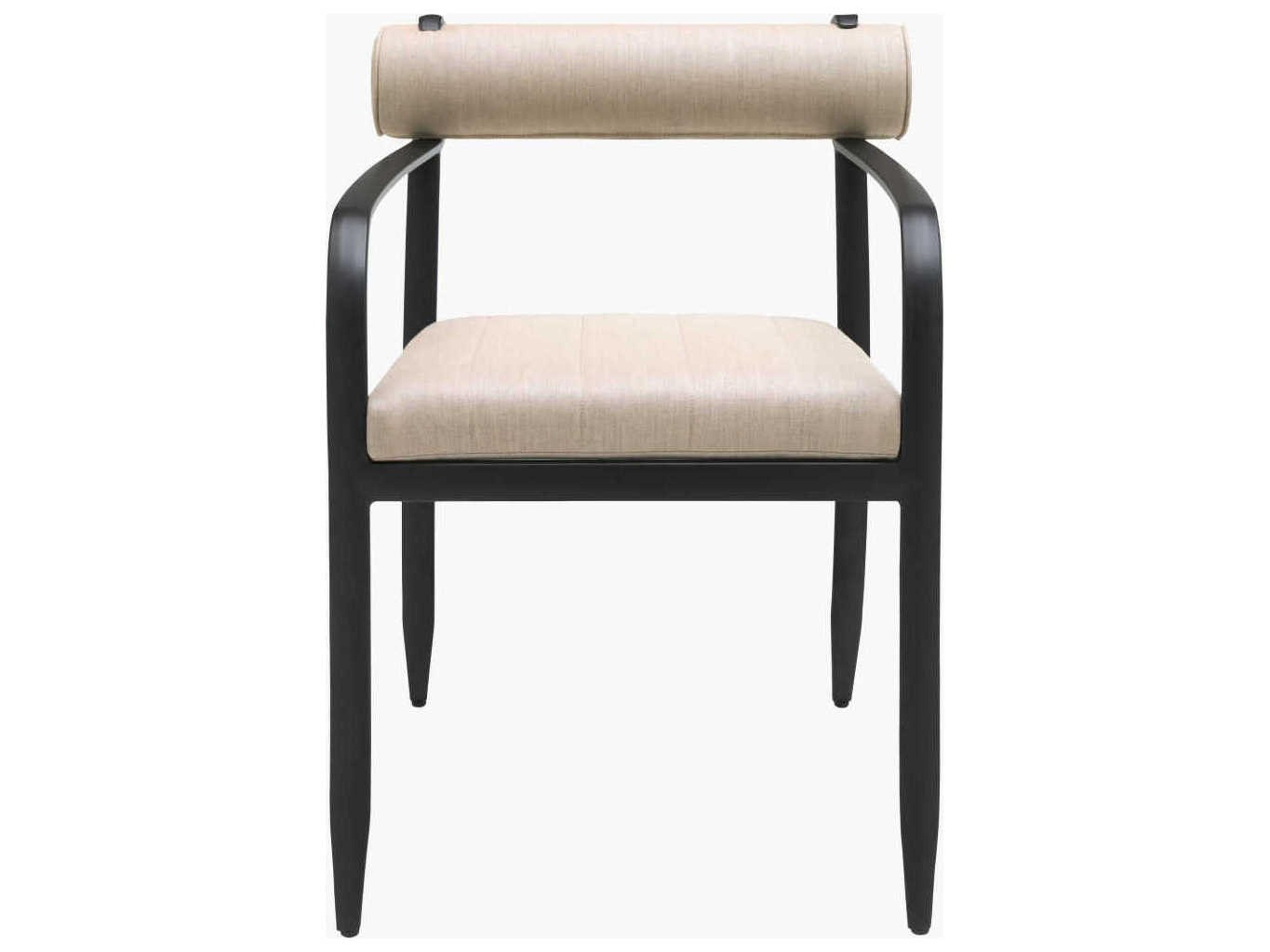 Surya Outdoor Antibes Powder Coated Black Aluminum Cushion Dining Chair
