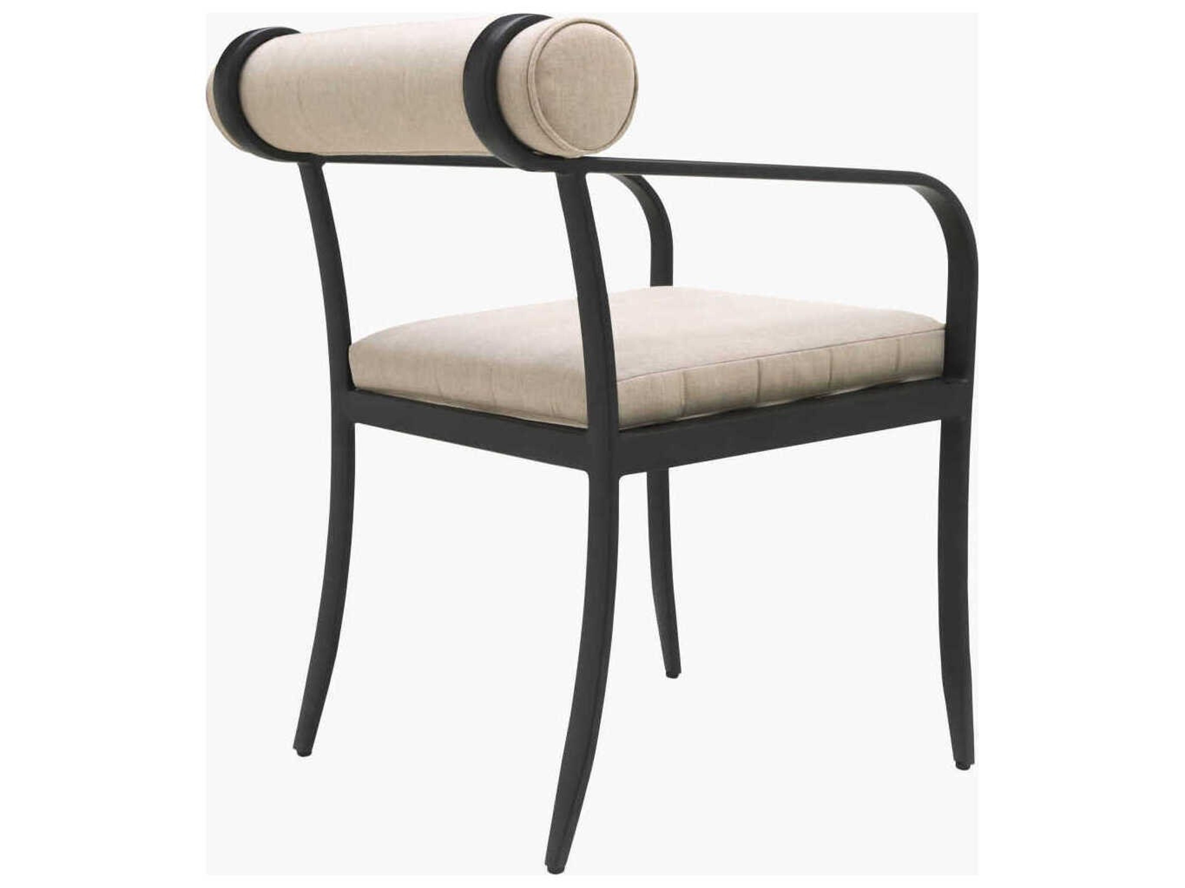 Surya Outdoor Antibes Powder Coated Black Aluminum Cushion Dining Chair