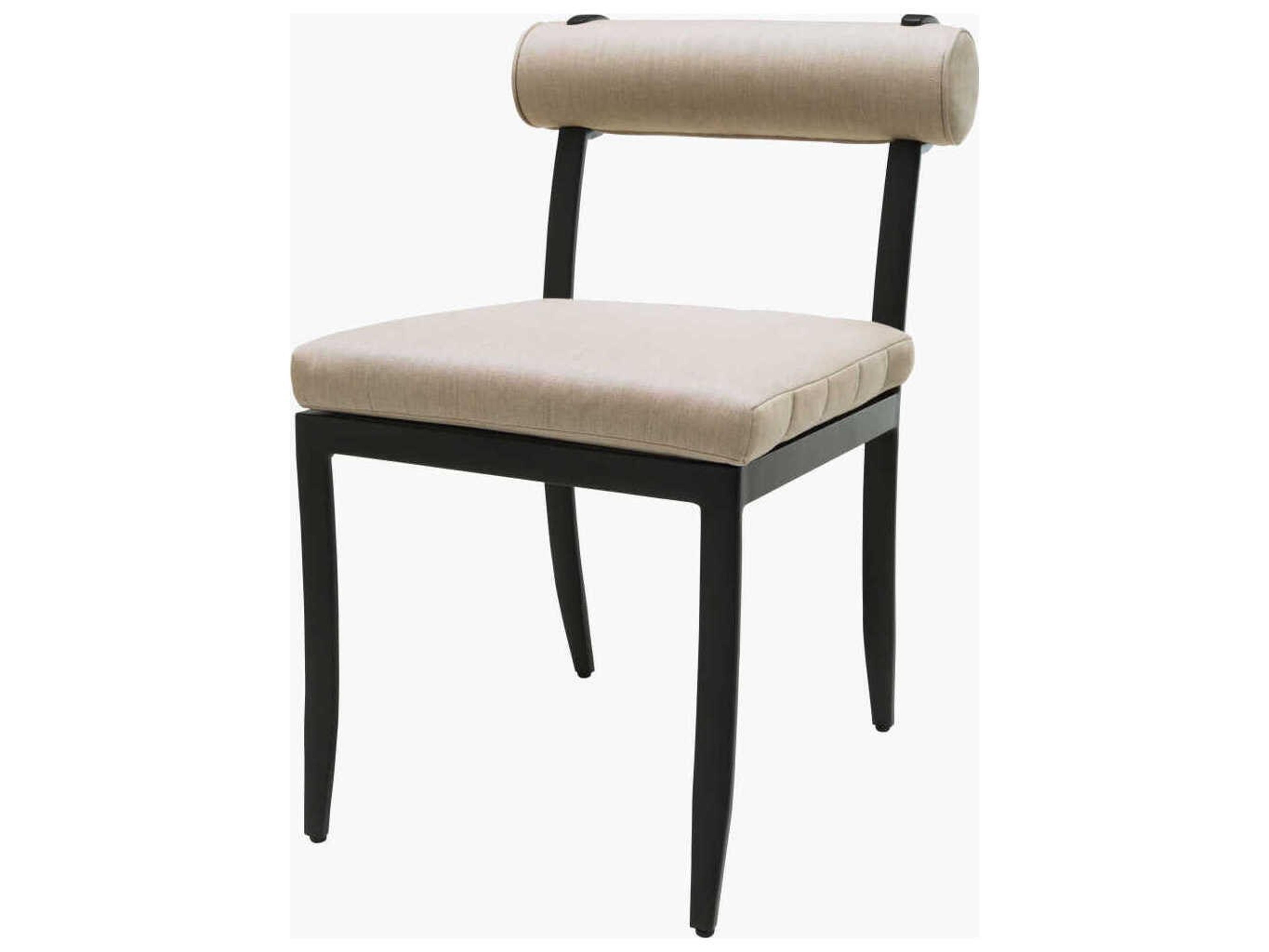 Antibes Powder Coated Black Aluminum Cushion Dining Chair