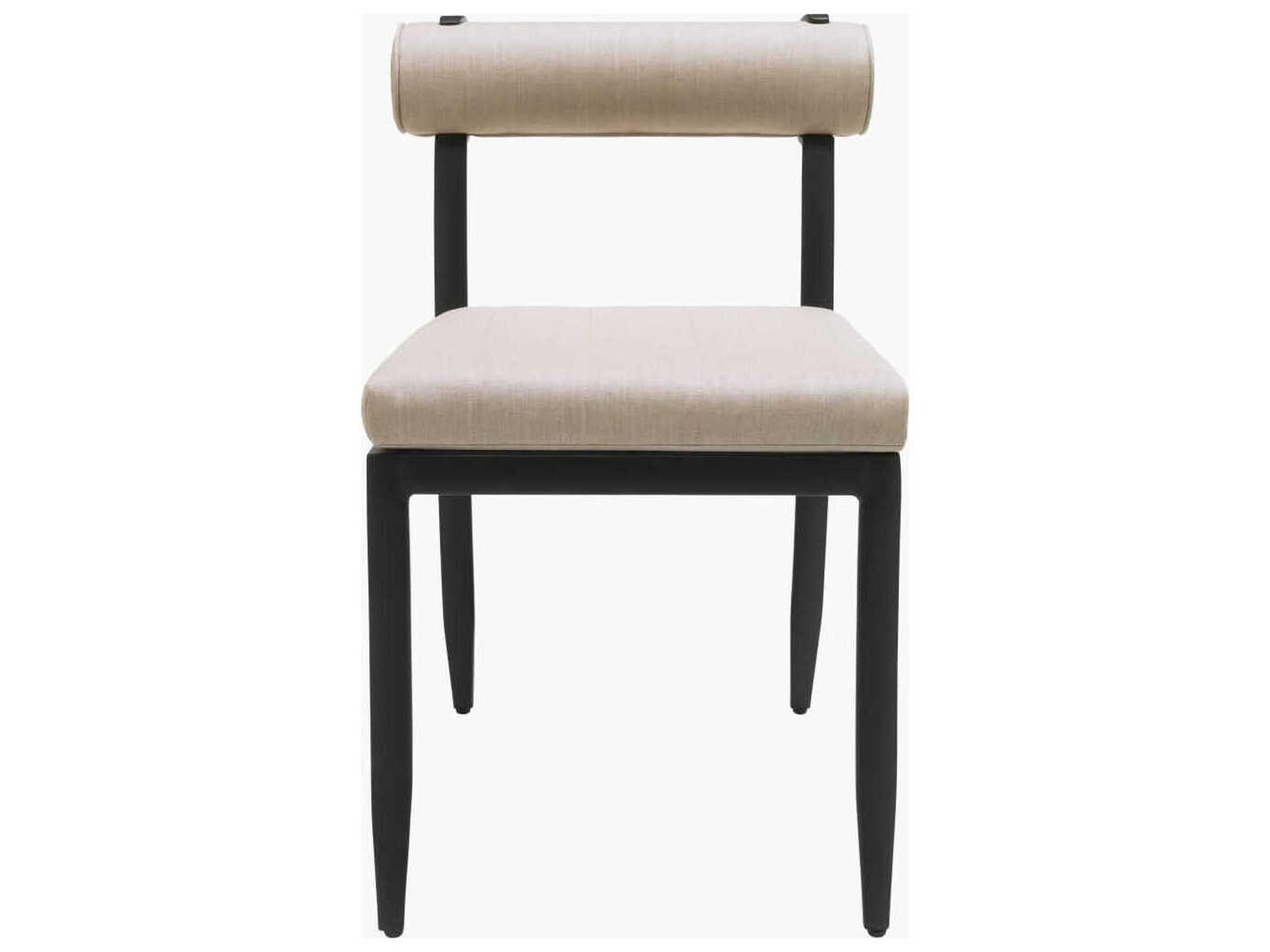 Surya Outdoor Antibes Powder Coated Black Aluminum Cushion Dining Chair
