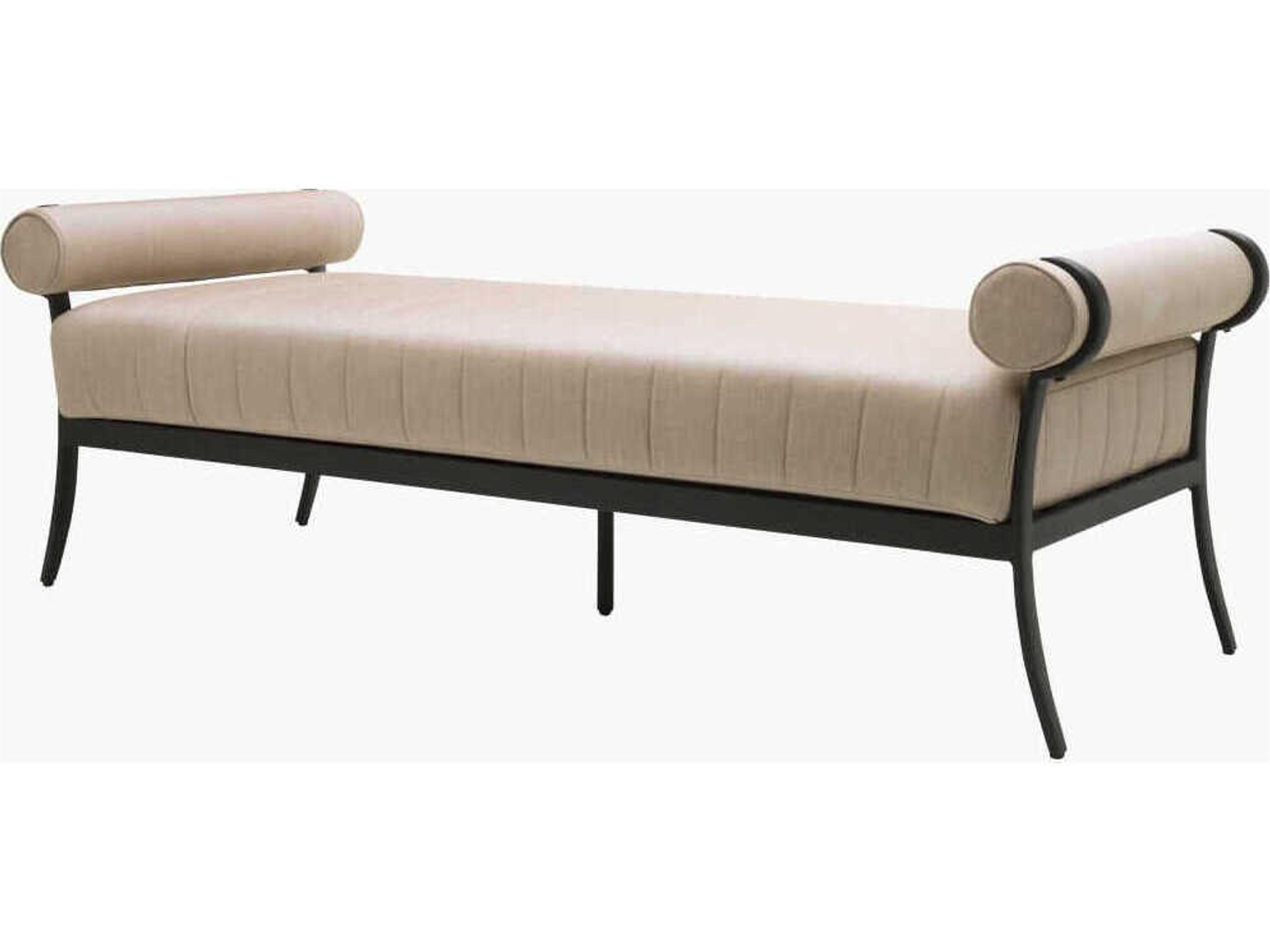 Antibes Powder Coated Black Aluminum Cushion Bench