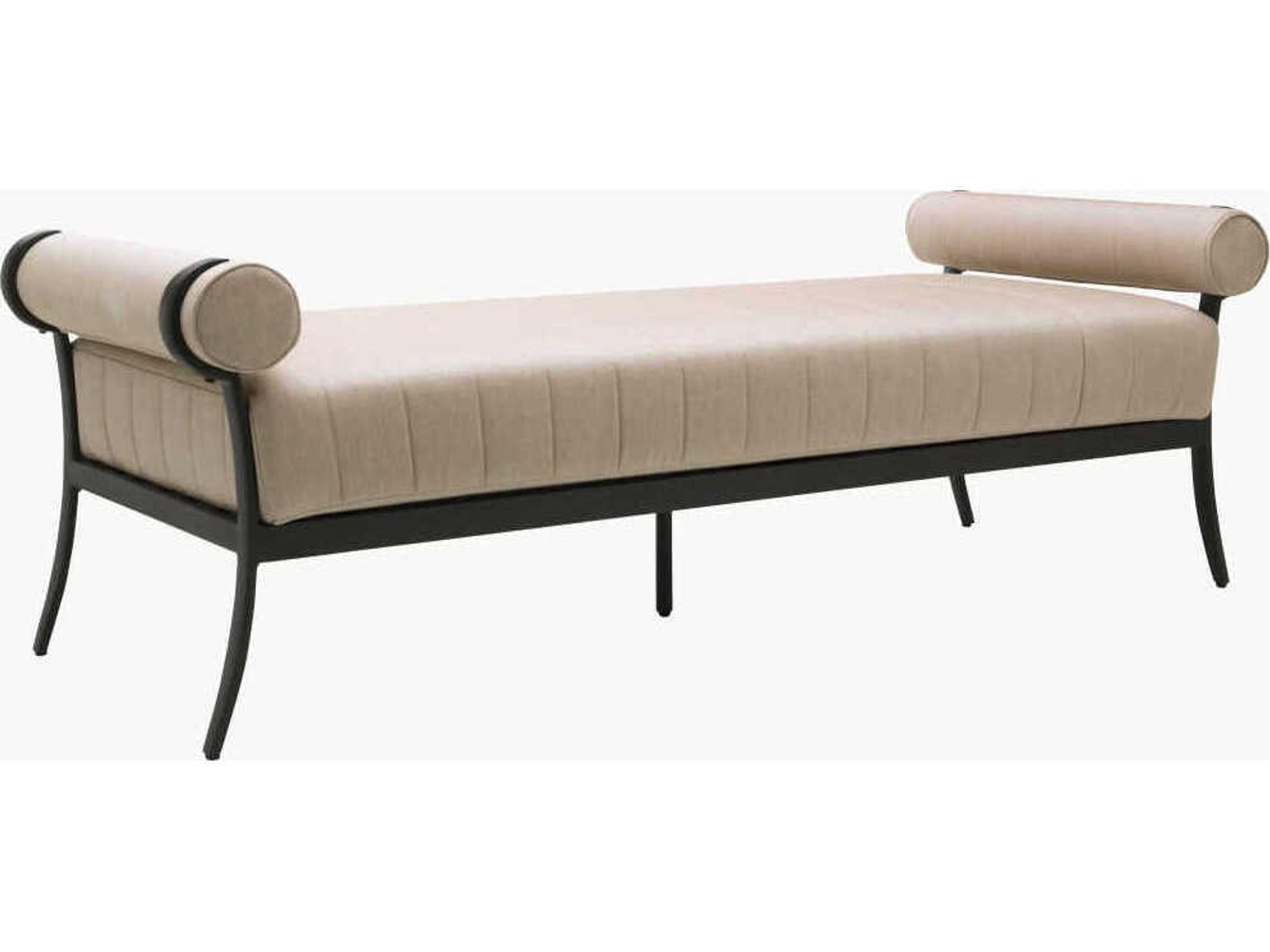 Surya Outdoor Antibes Powder Coated Black Aluminum Cushion Bench