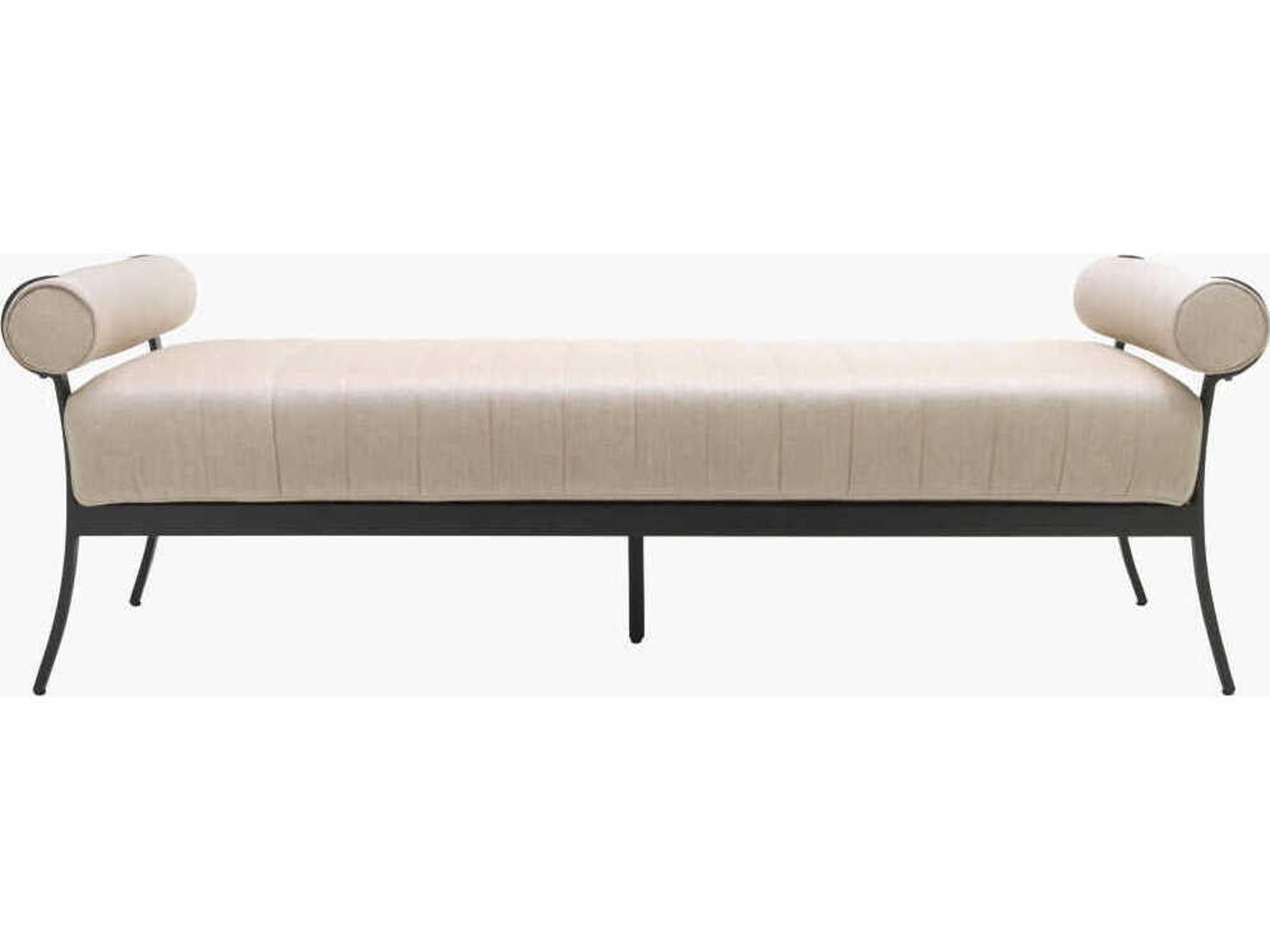 Surya Outdoor Antibes Powder Coated Black Aluminum Cushion Bench