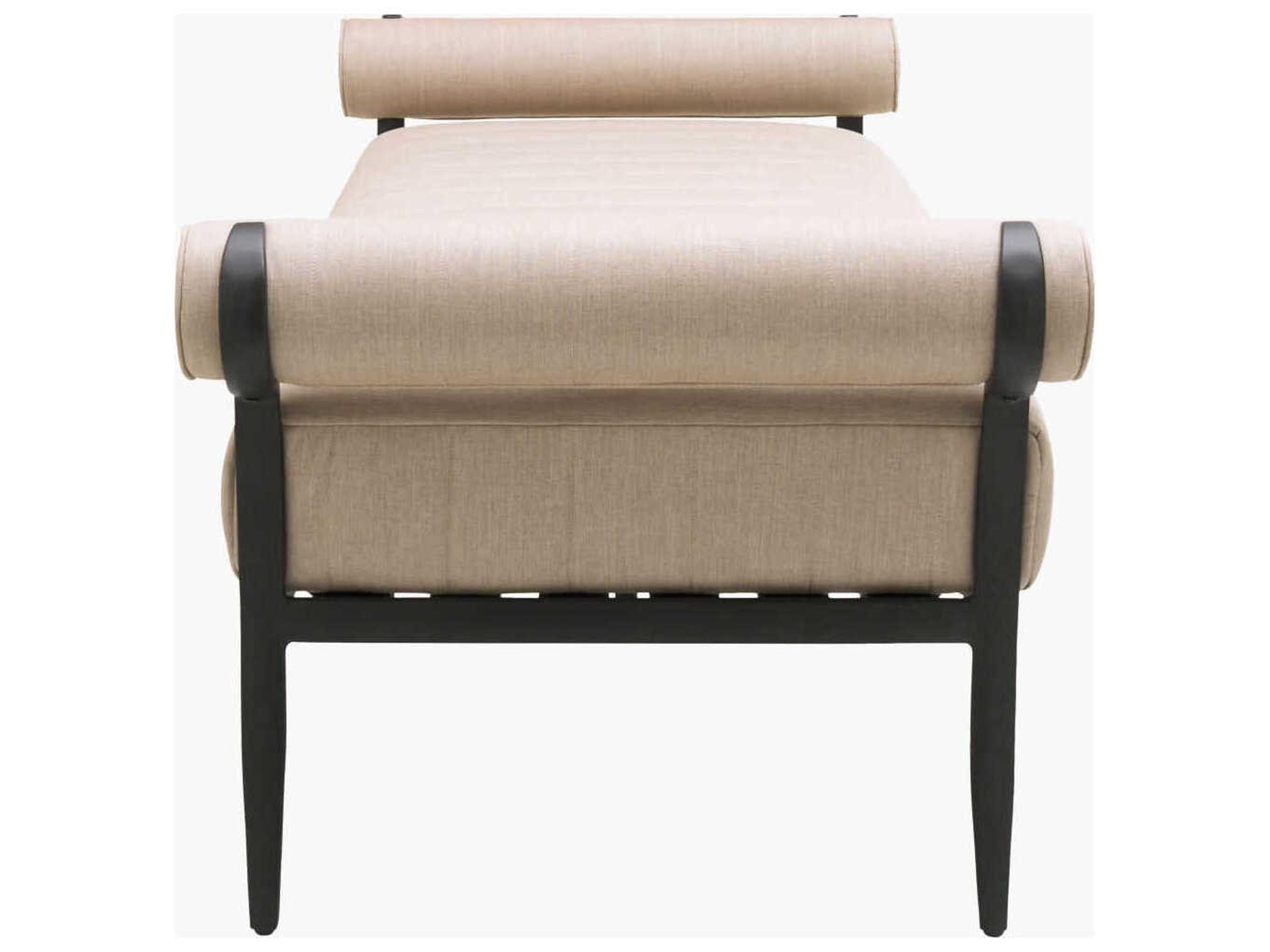 Surya Outdoor Antibes Powder Coated Black Aluminum Cushion Bench