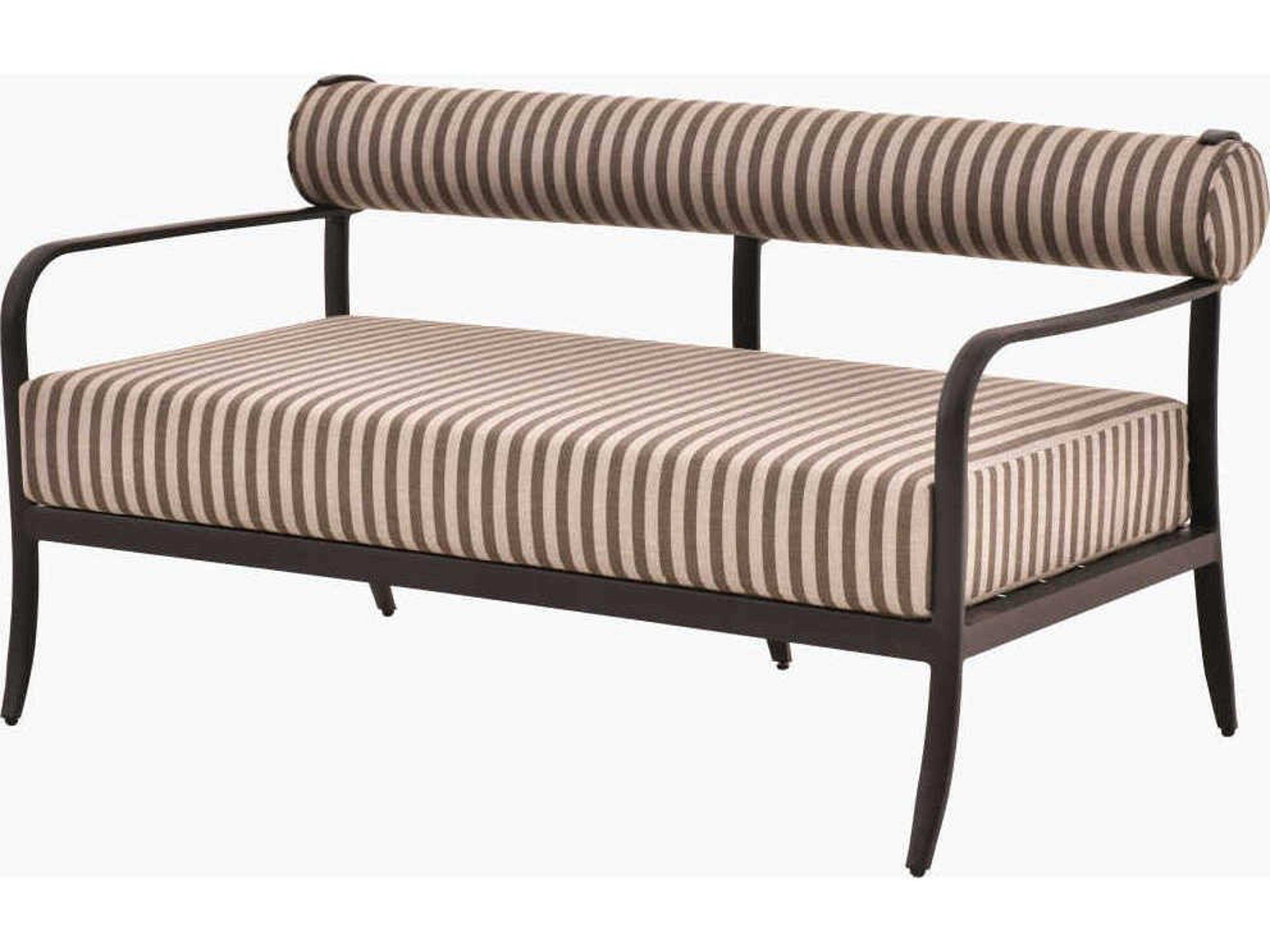 Antibes Powder Coated Black Aluminum Cushion Loveseat