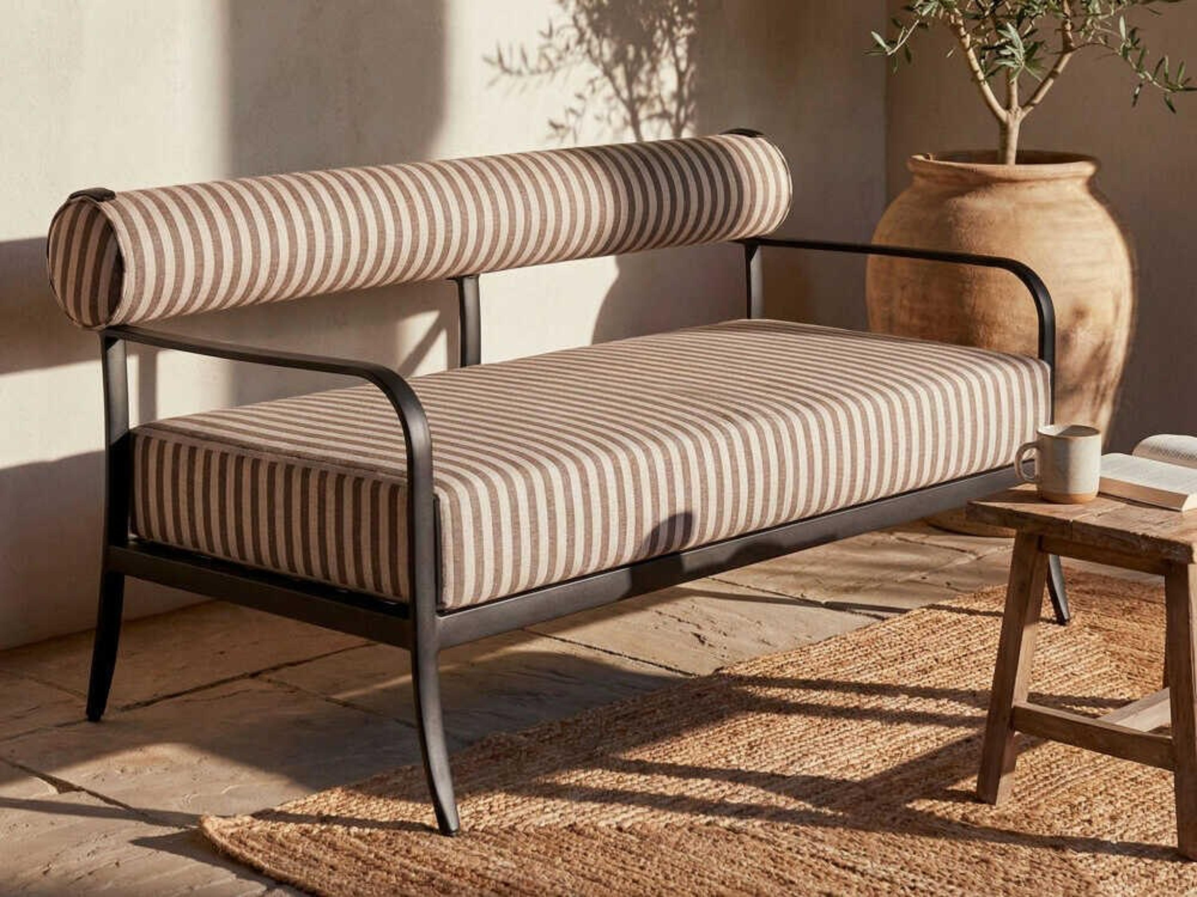 Surya Outdoor Antibes Powder Coated Black Aluminum Cushion Loveseat