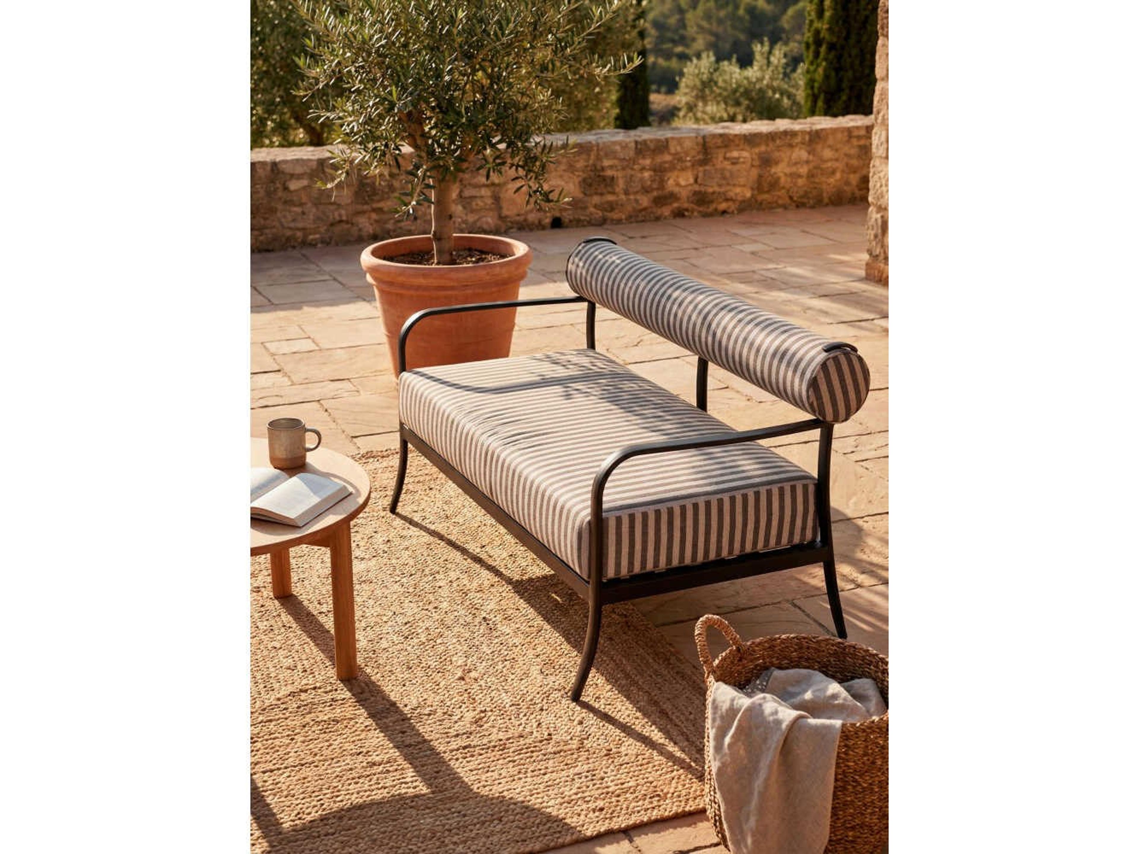 Surya Outdoor Antibes Powder Coated Black Aluminum Cushion Loveseat