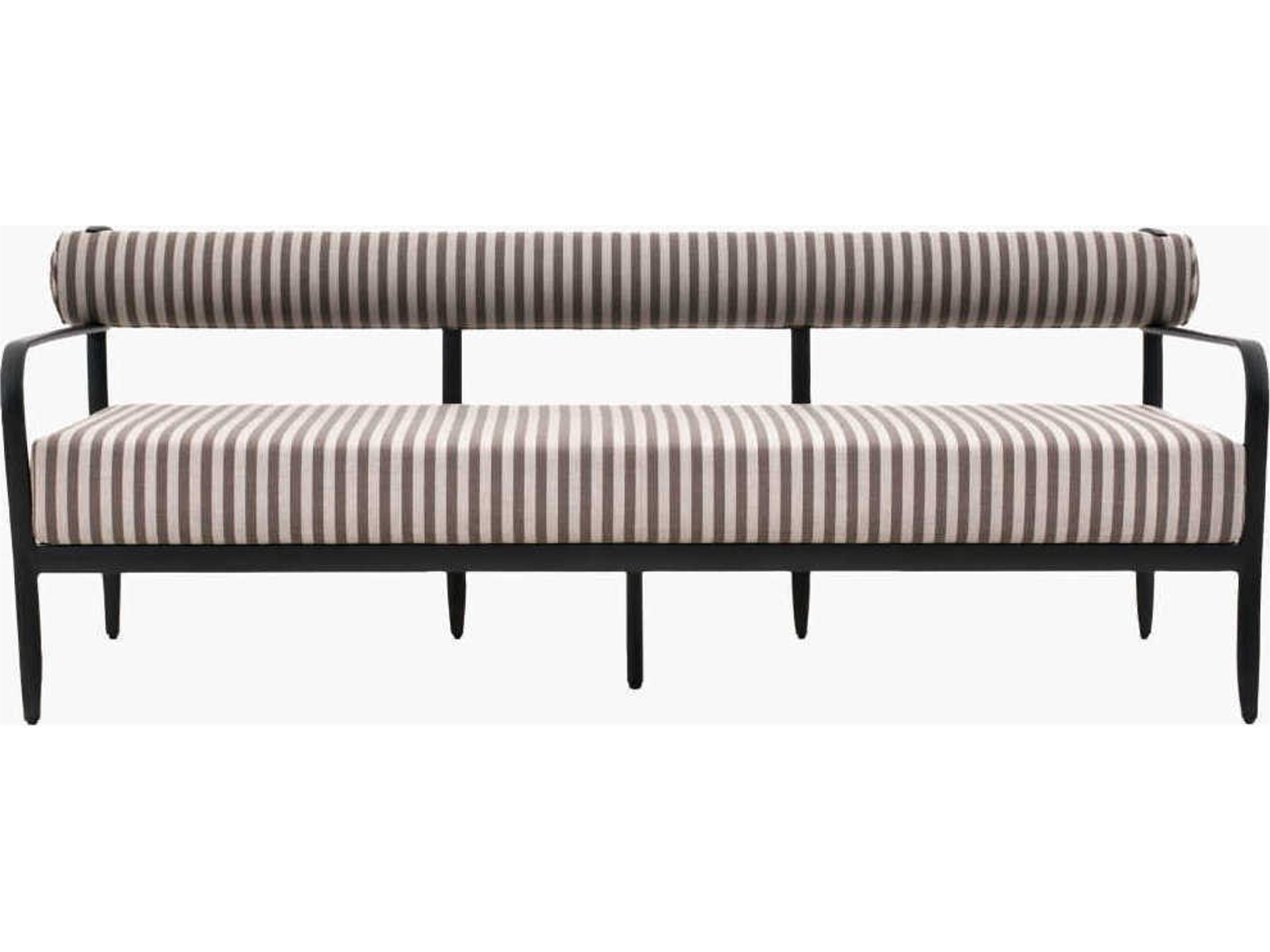 Surya Outdoor Antibes Powder Coated Black Aluminum Cushion Sofa