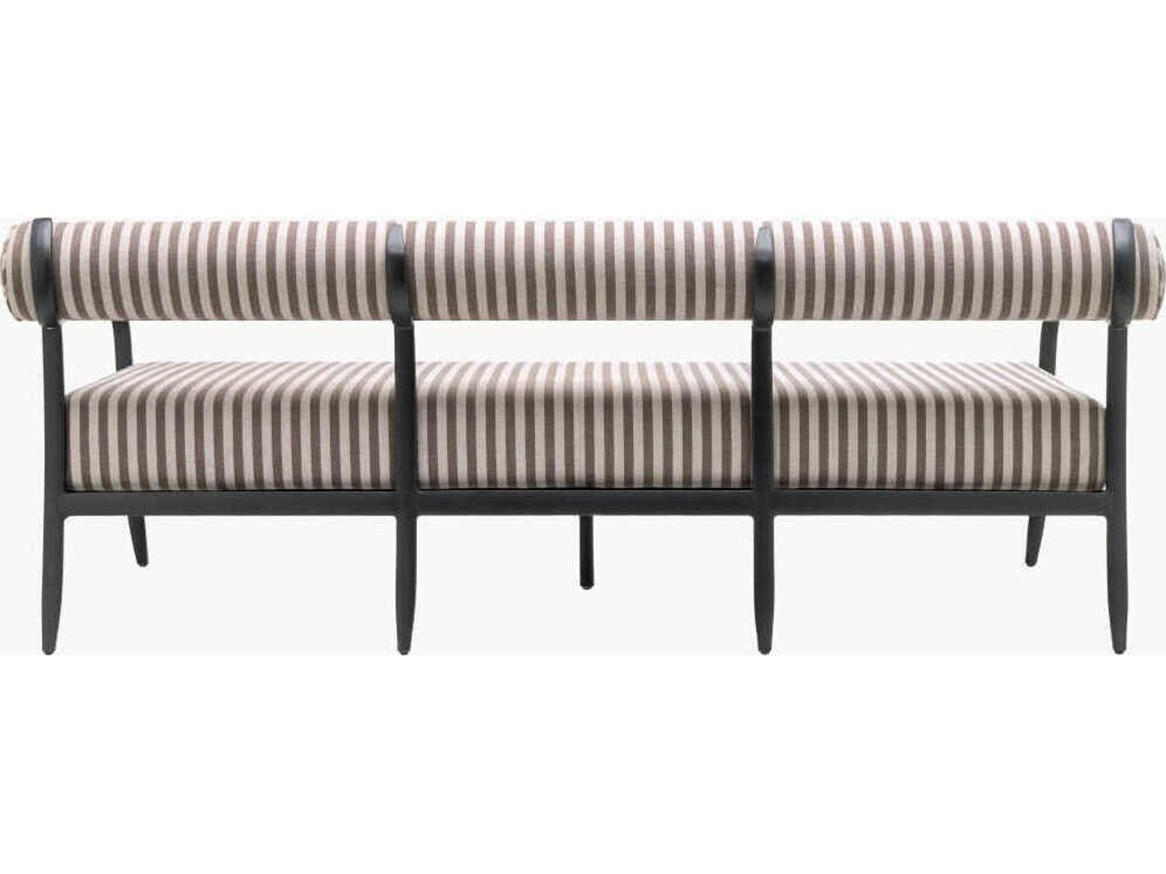 Surya Outdoor Antibes Powder Coated Black Aluminum Cushion Sofa