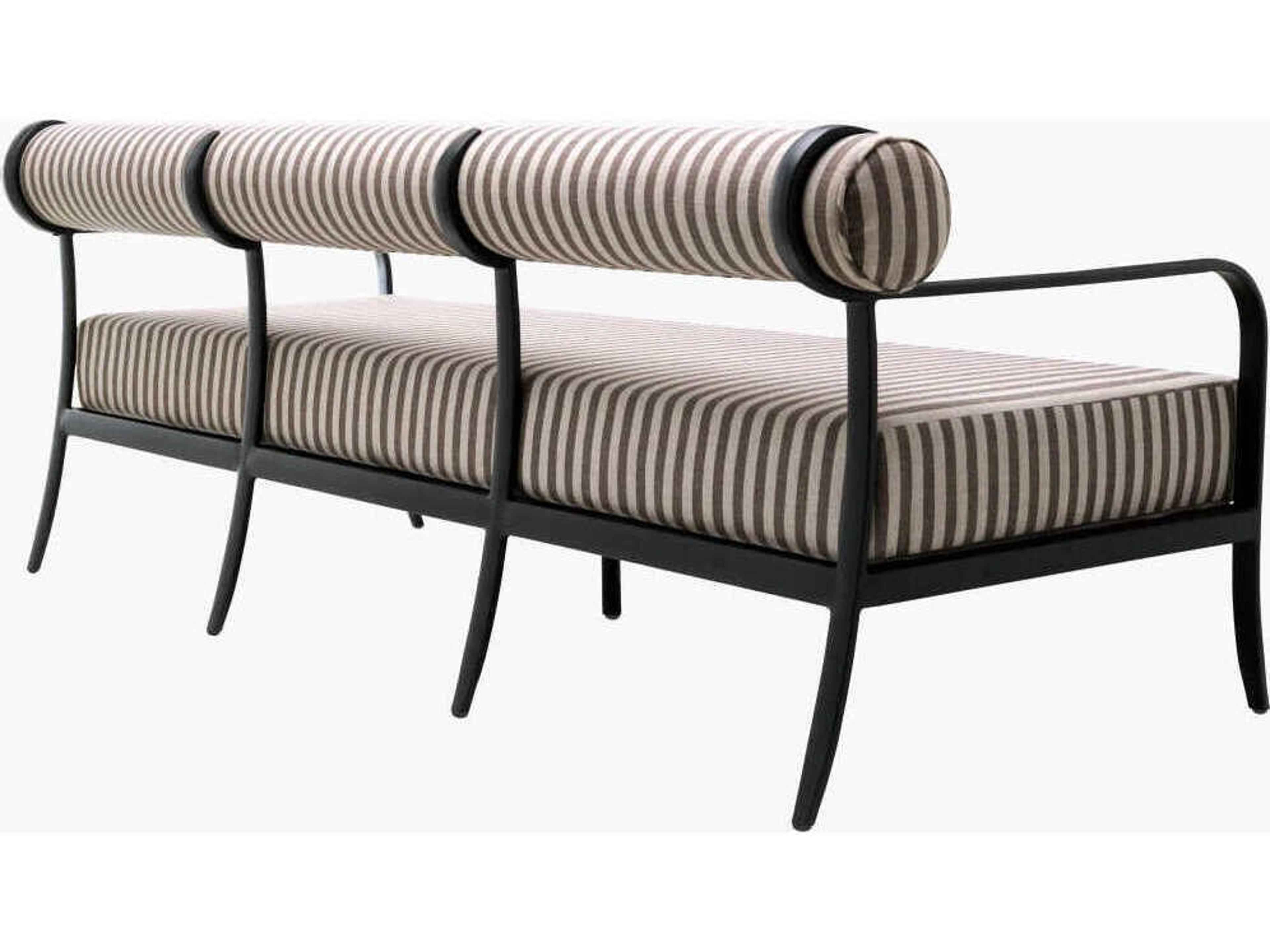 Surya Outdoor Antibes Powder Coated Black Aluminum Cushion Sofa