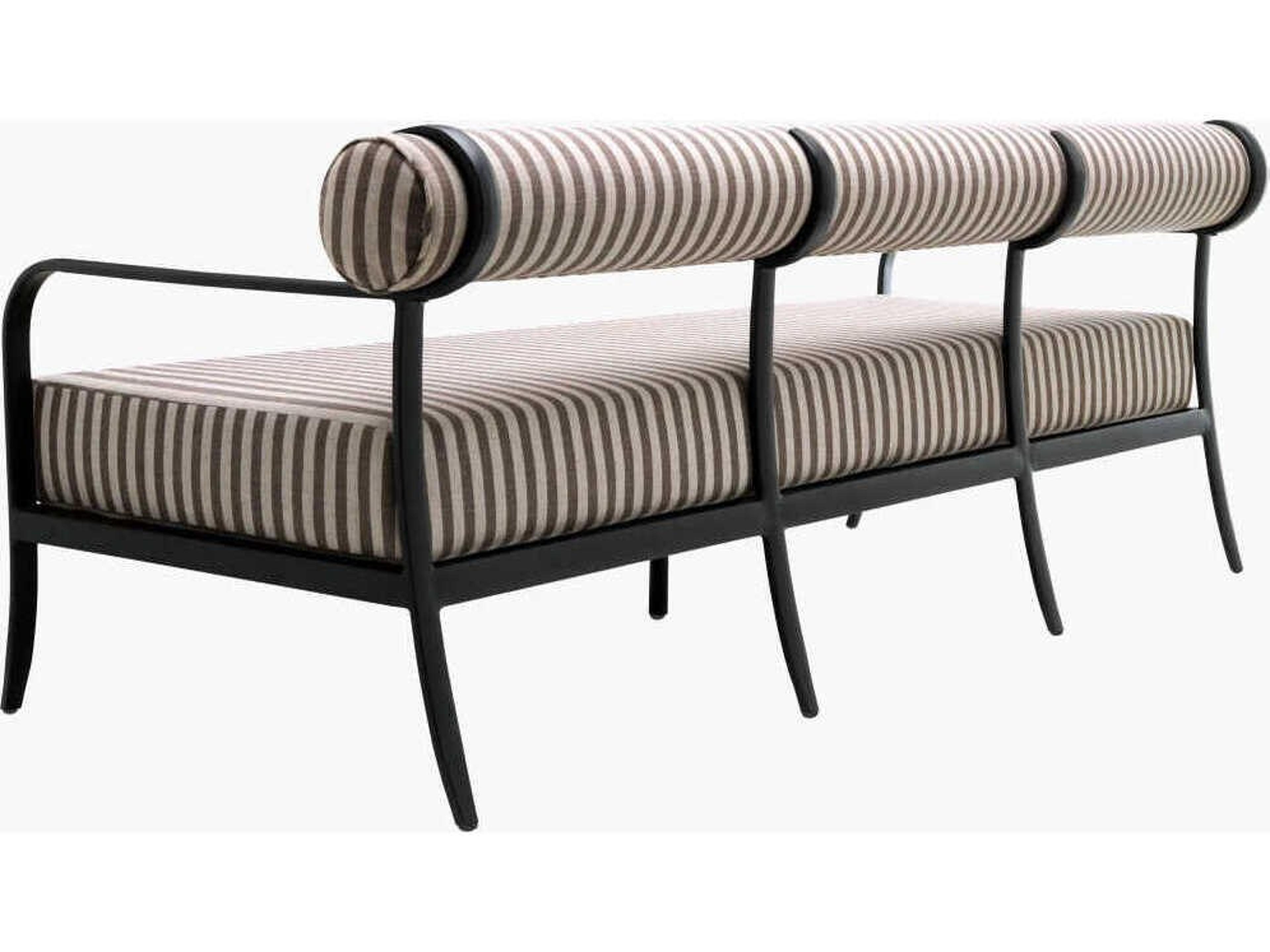 Surya Outdoor Antibes Powder Coated Black Aluminum Cushion Sofa