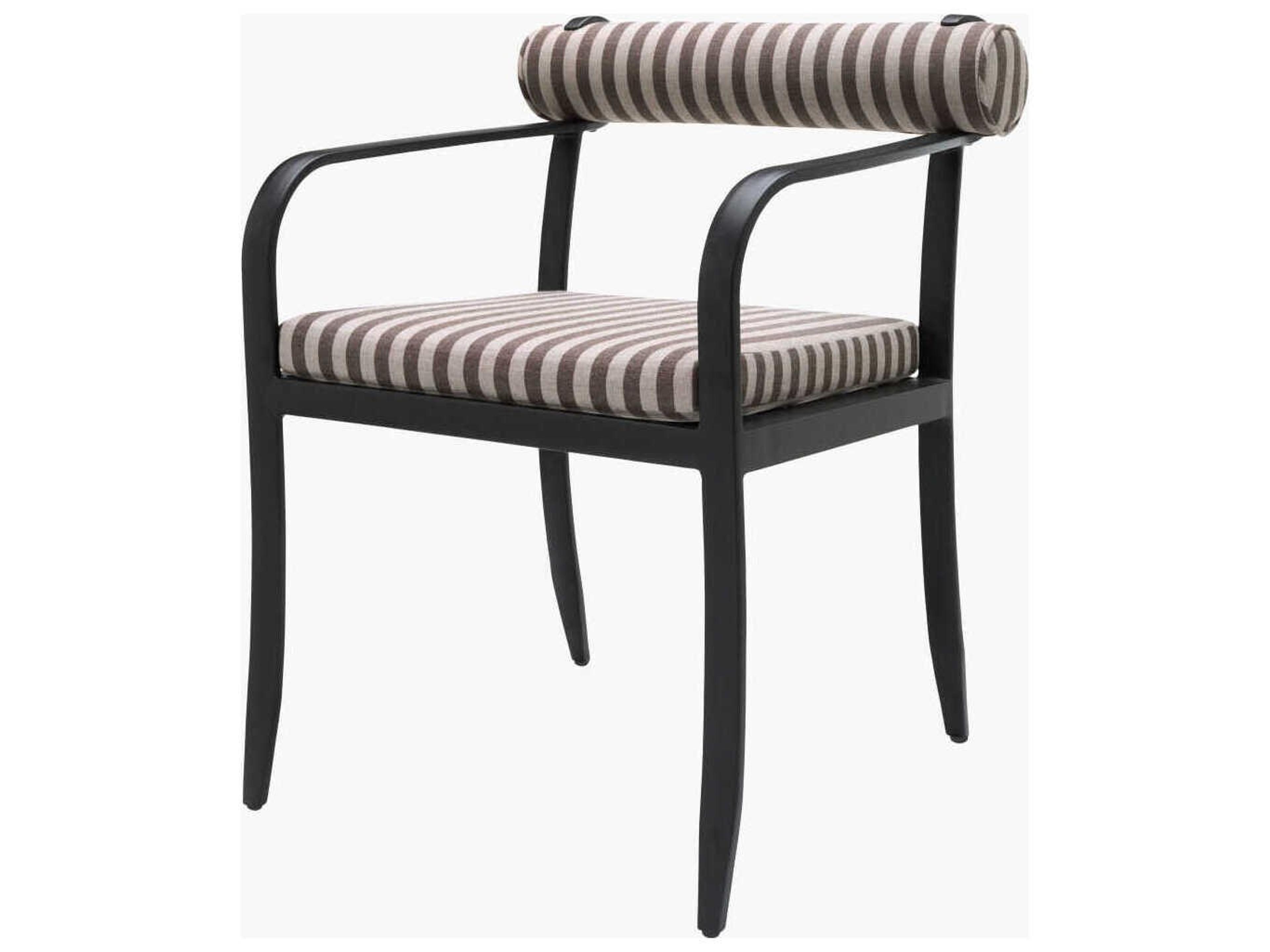 Antibes Powder Coated Black Aluminum Cushion Dining Chair