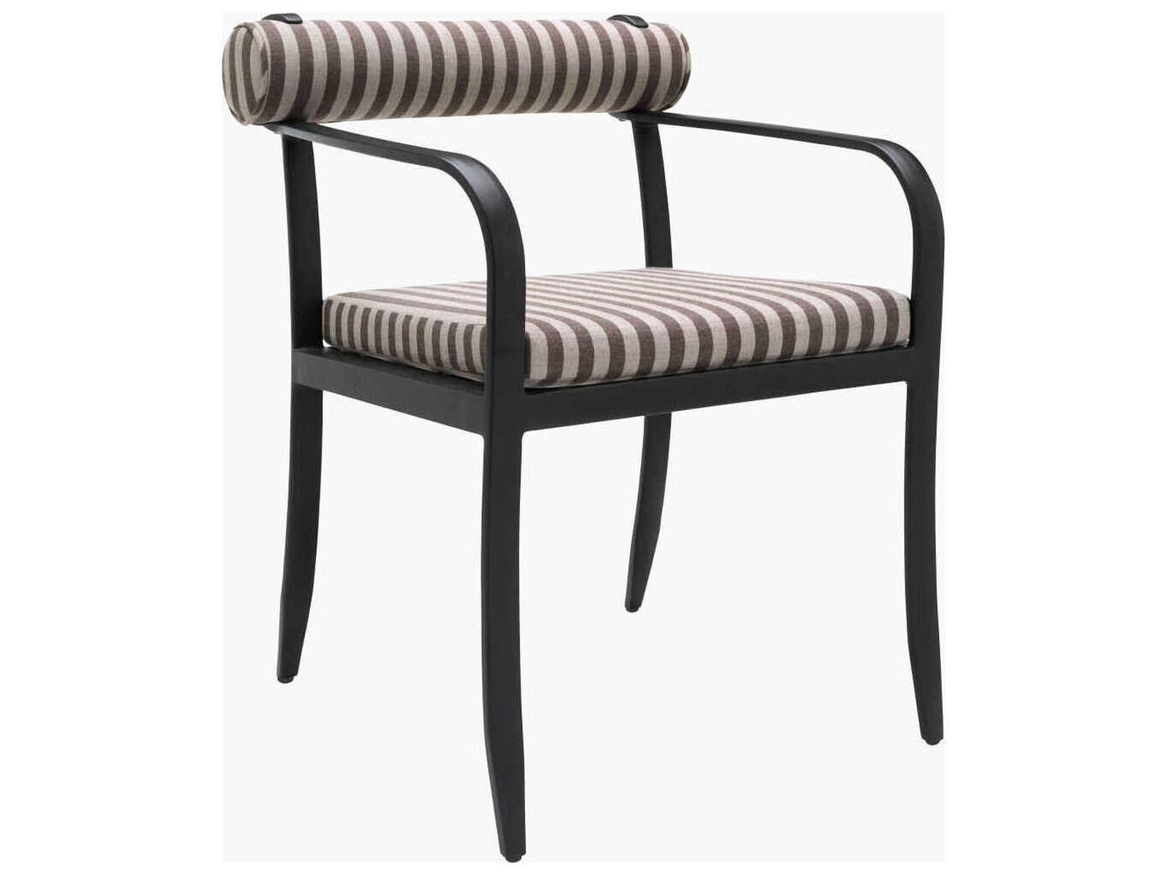 Surya Outdoor Antibes Powder Coated Black Aluminum Cushion Dining Chair
