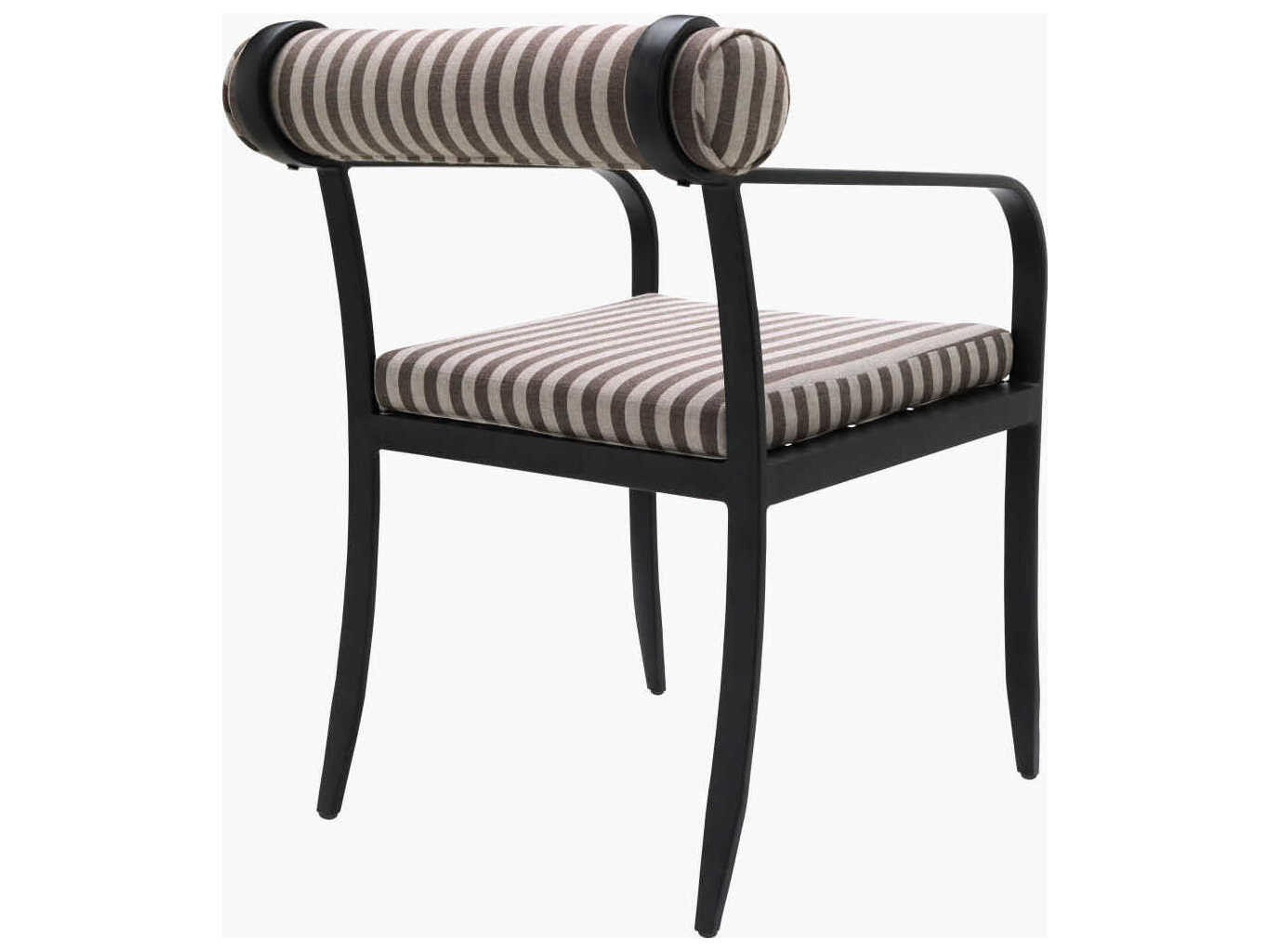 Surya Outdoor Antibes Powder Coated Black Aluminum Cushion Dining Chair