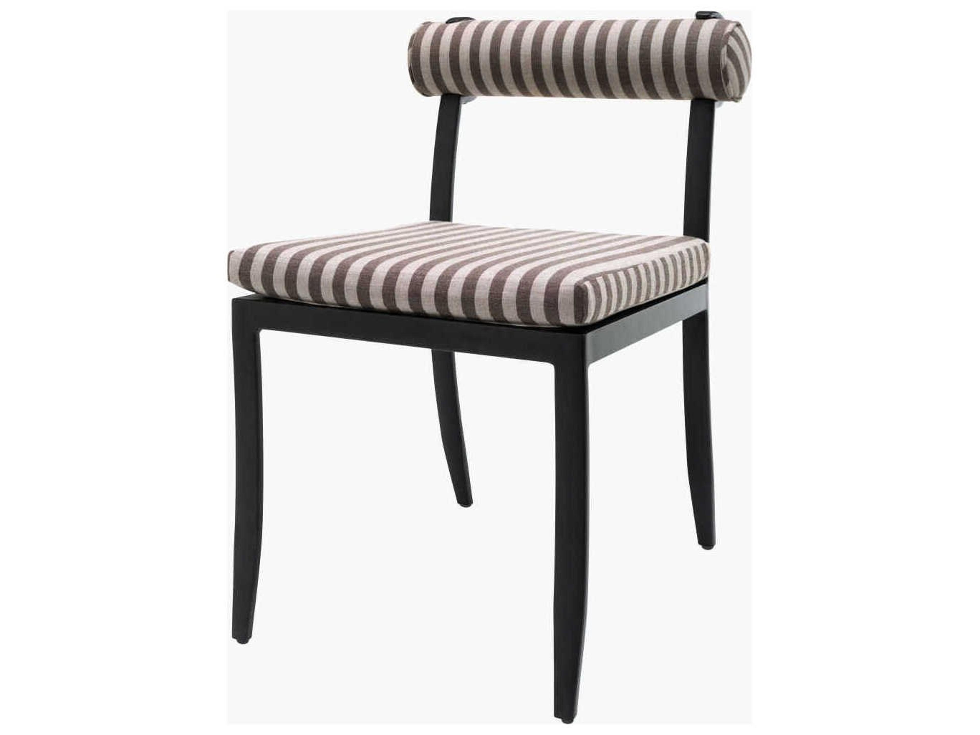 Antibes Powder Coated Black Aluminum Cushion Dining Chair