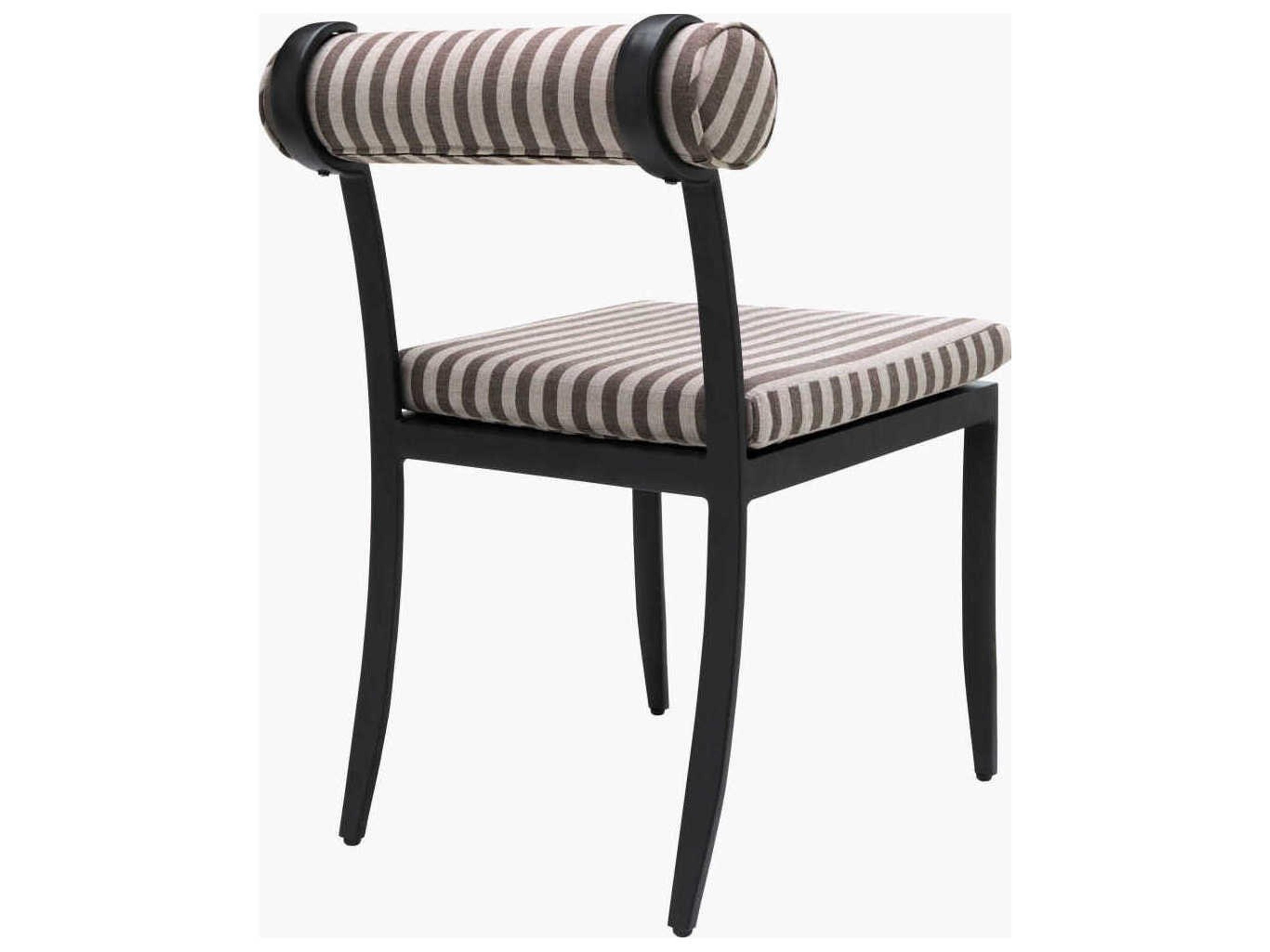 Surya Outdoor Antibes Powder Coated Black Aluminum Cushion Dining Chair