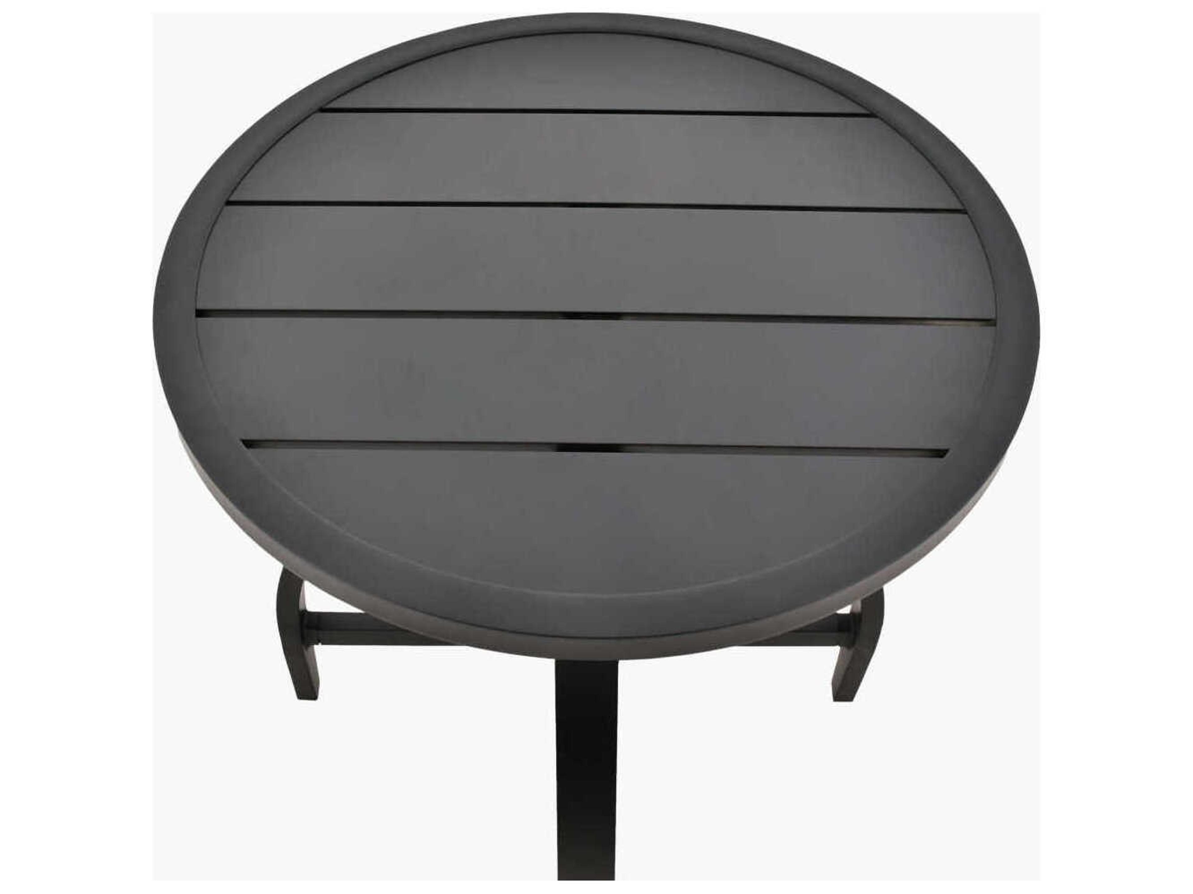 Surya Outdoor Antibes Powder Coated Black Aluminum Round End Table