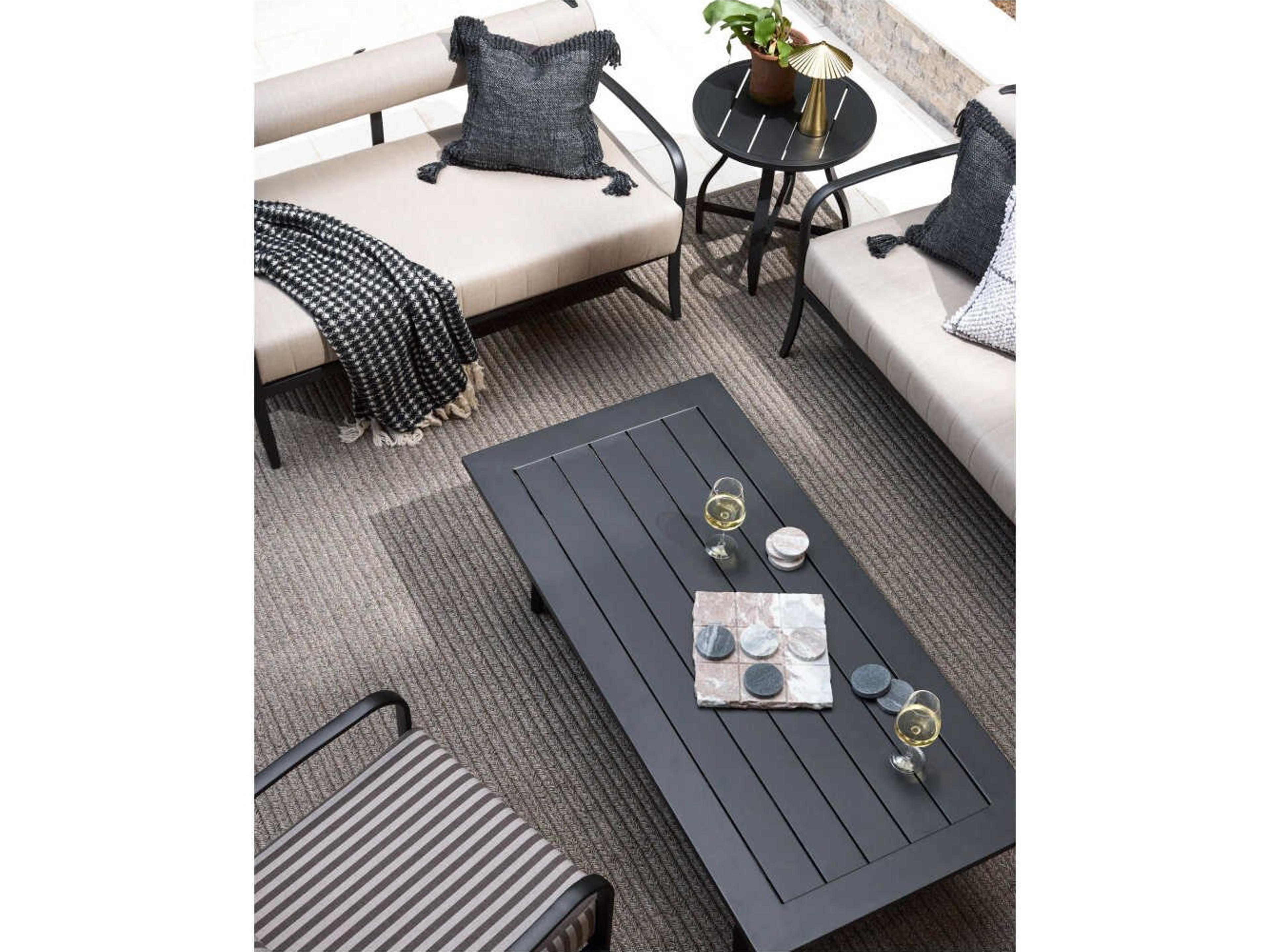 Surya Outdoor Antibes Powder Coated Black Aluminum Rectangular Coffee Table