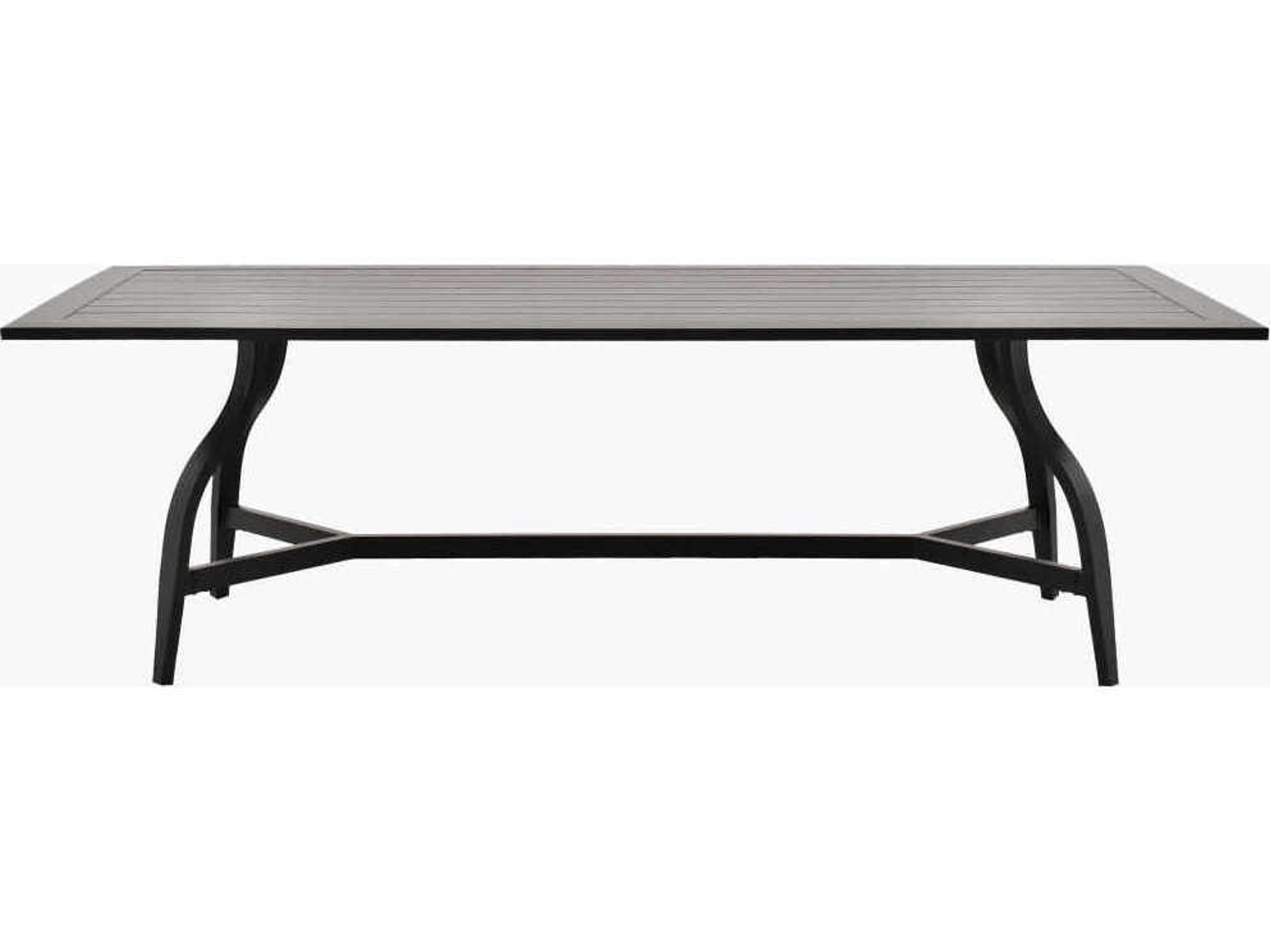Surya Outdoor Antibes Powder Coated Black Aluminum Rectangular Umbrella Hole Dining Table