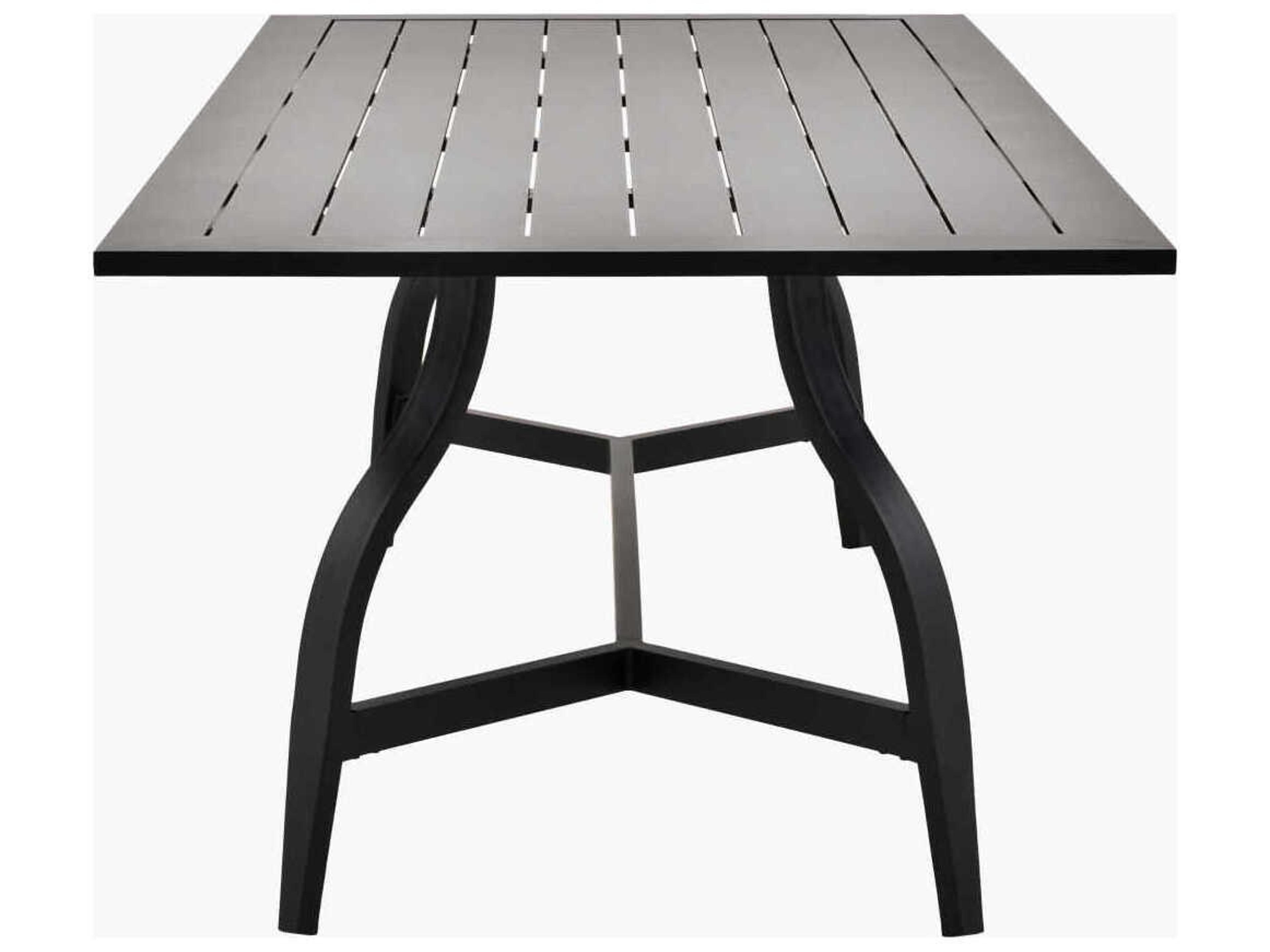 Surya Outdoor Antibes Powder Coated Black Aluminum Rectangular Umbrella Hole Dining Table
