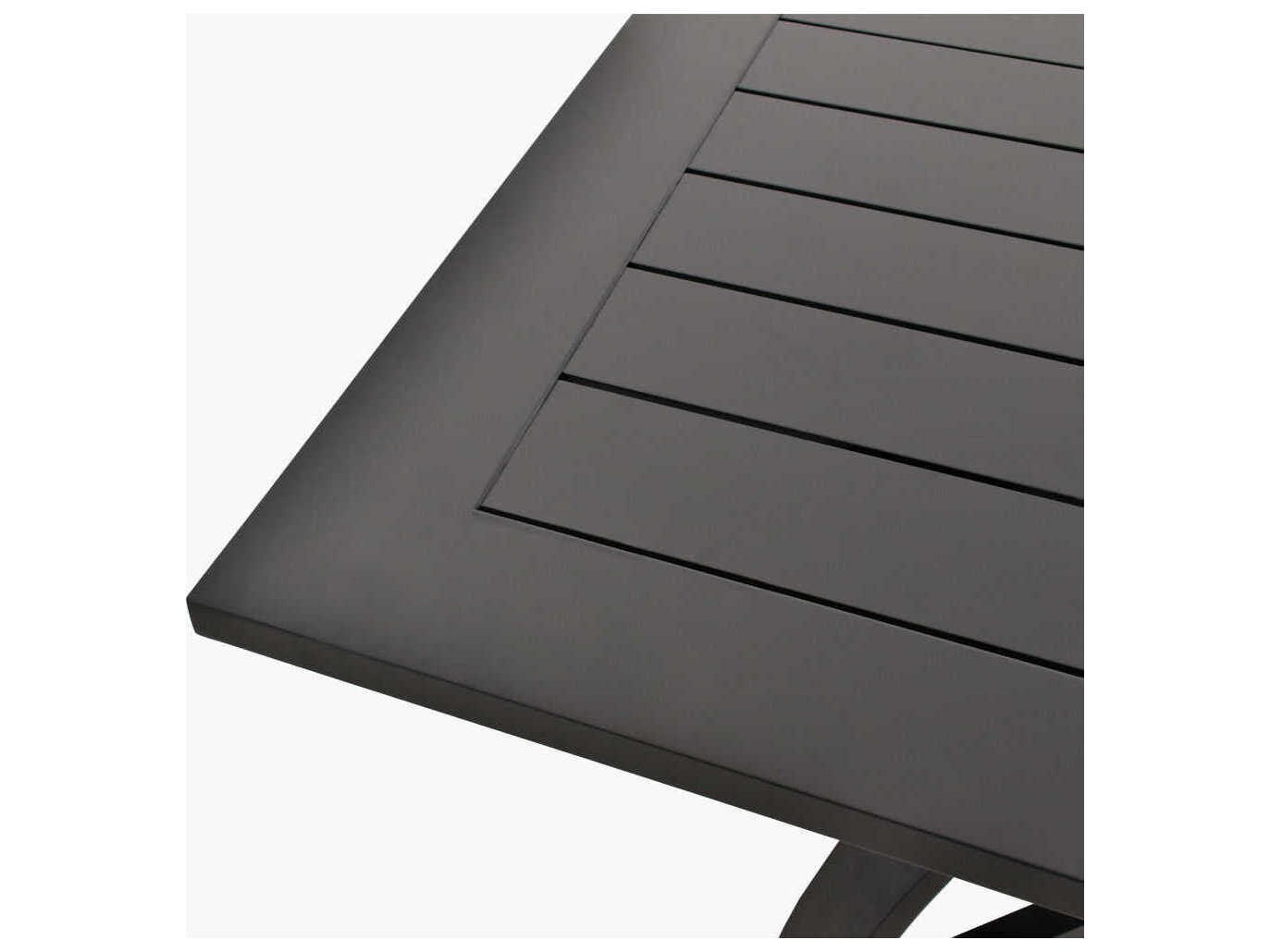 Surya Outdoor Antibes Powder Coated Black Aluminum Rectangular Umbrella Hole Dining Table