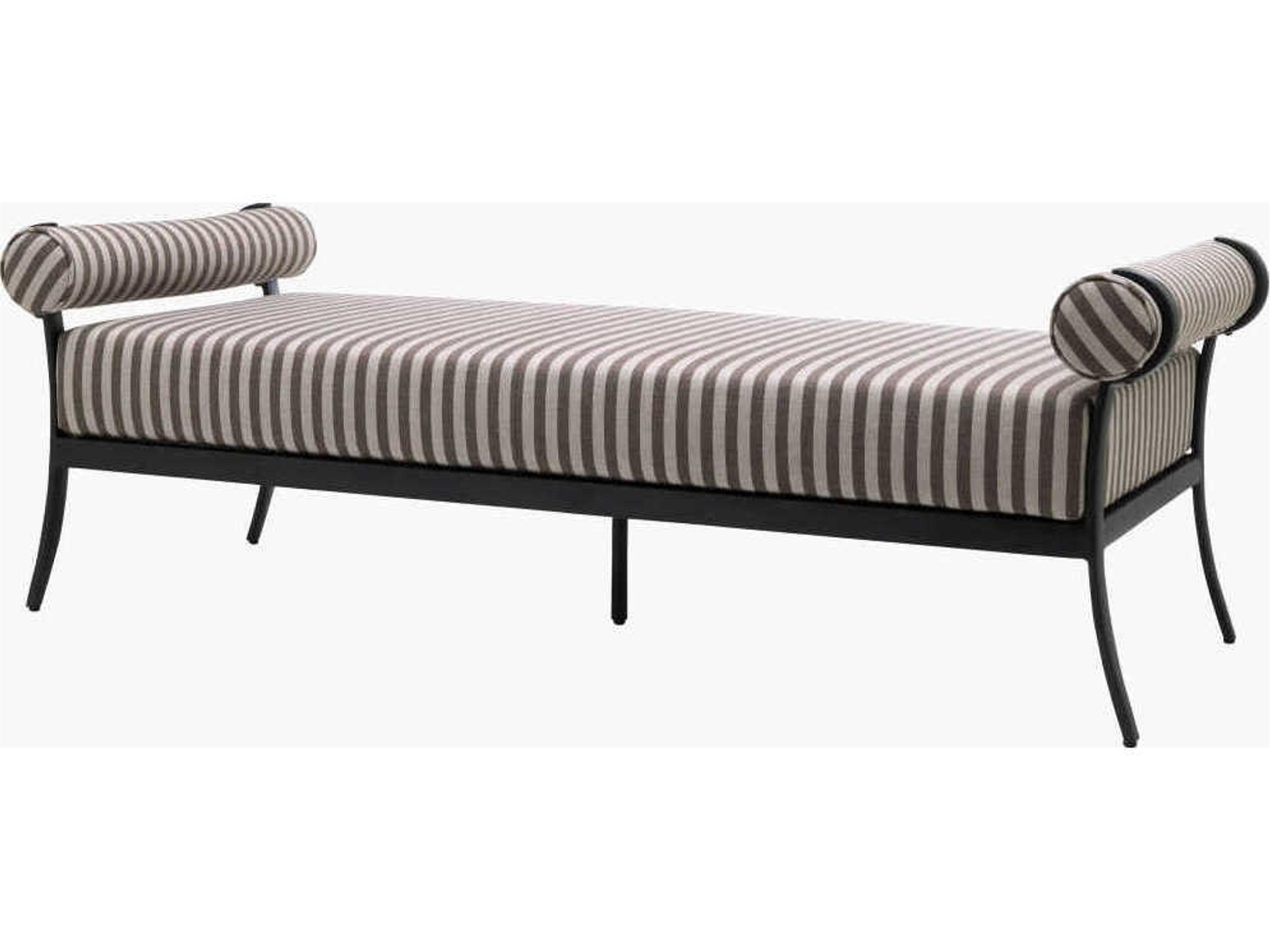 Antibes Powder Coated Black Aluminum Cushion Bench