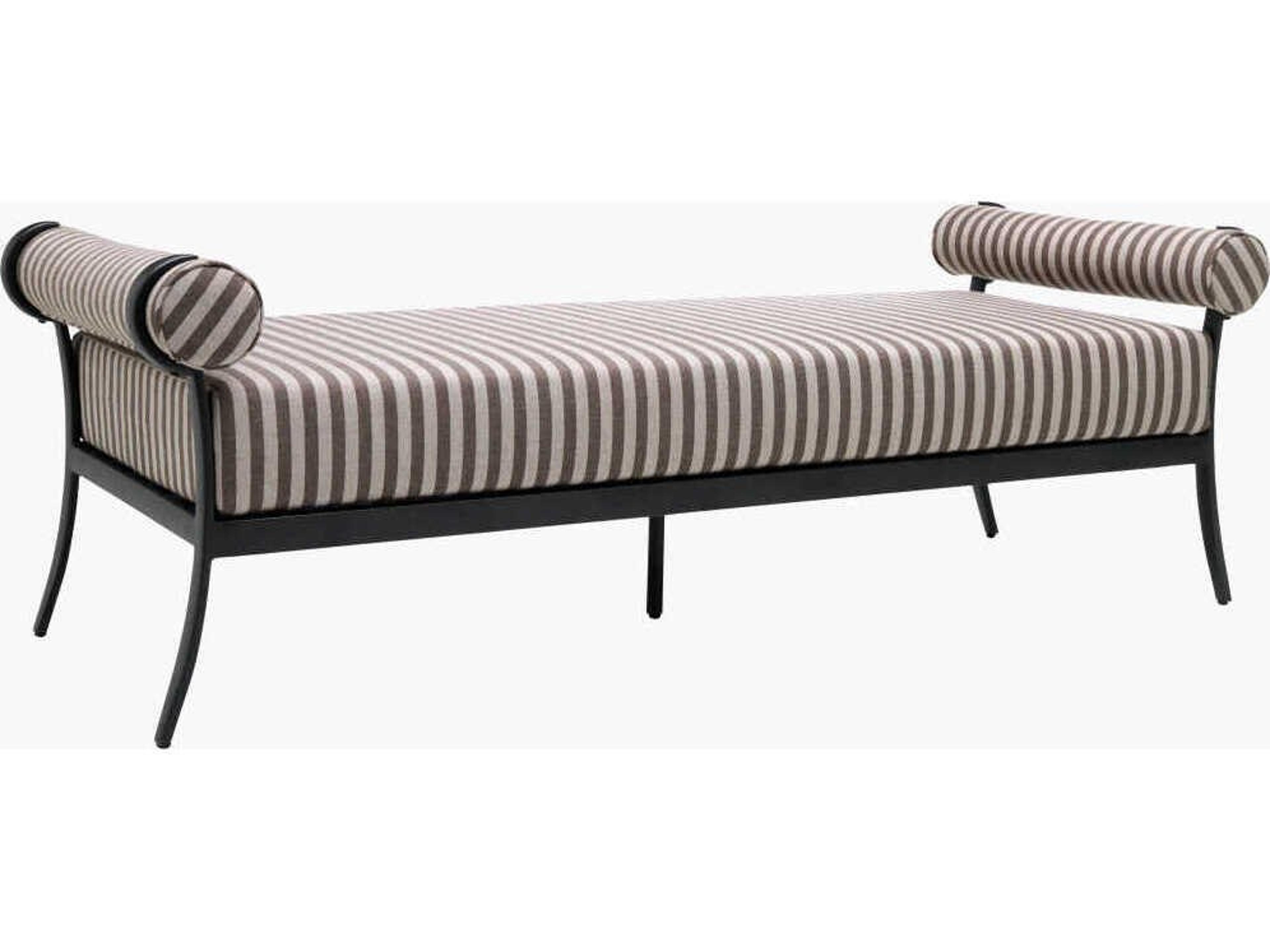 Surya Outdoor Antibes Powder Coated Black Aluminum Cushion Bench
