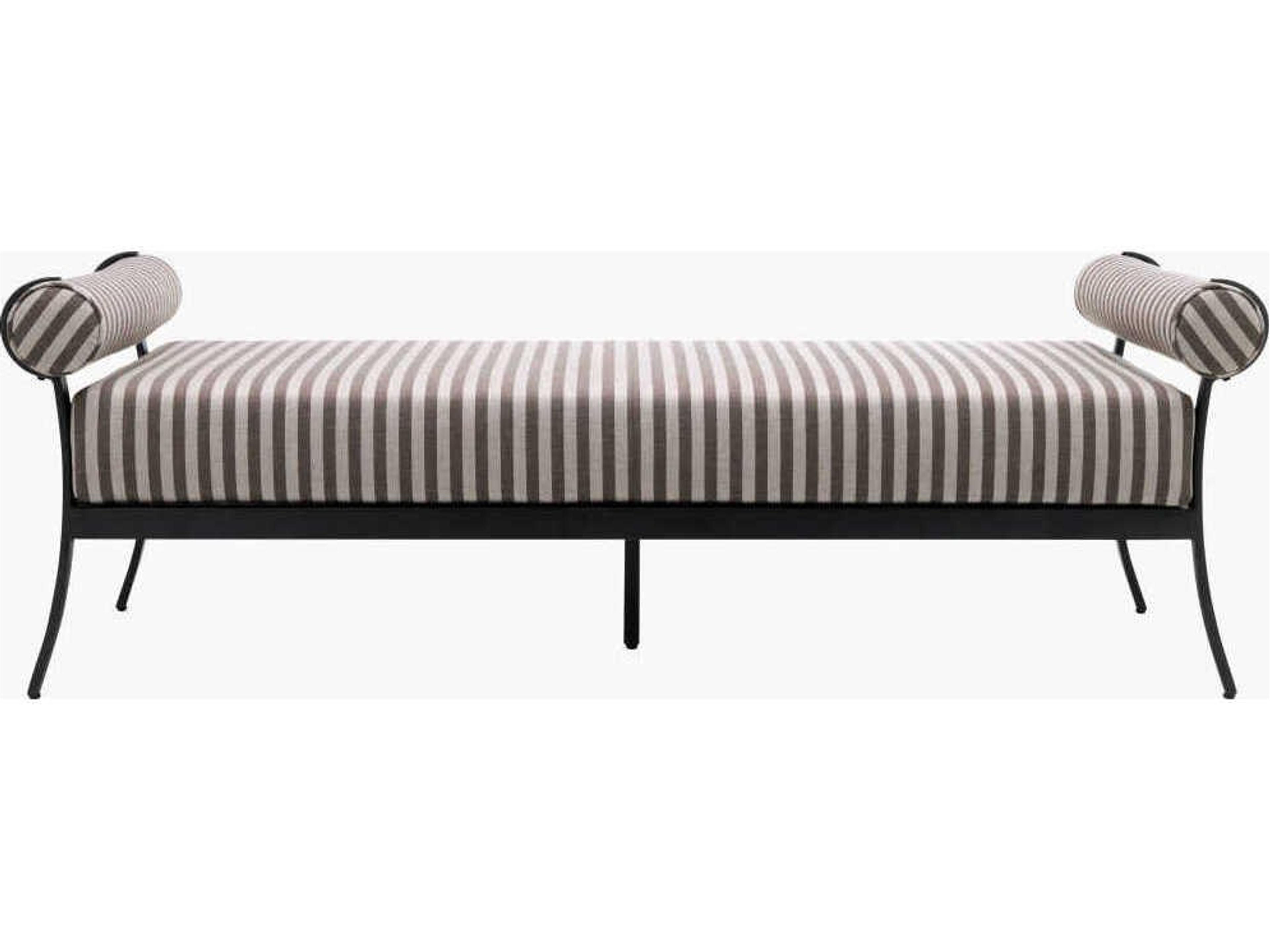 Surya Outdoor Antibes Powder Coated Black Aluminum Cushion Bench