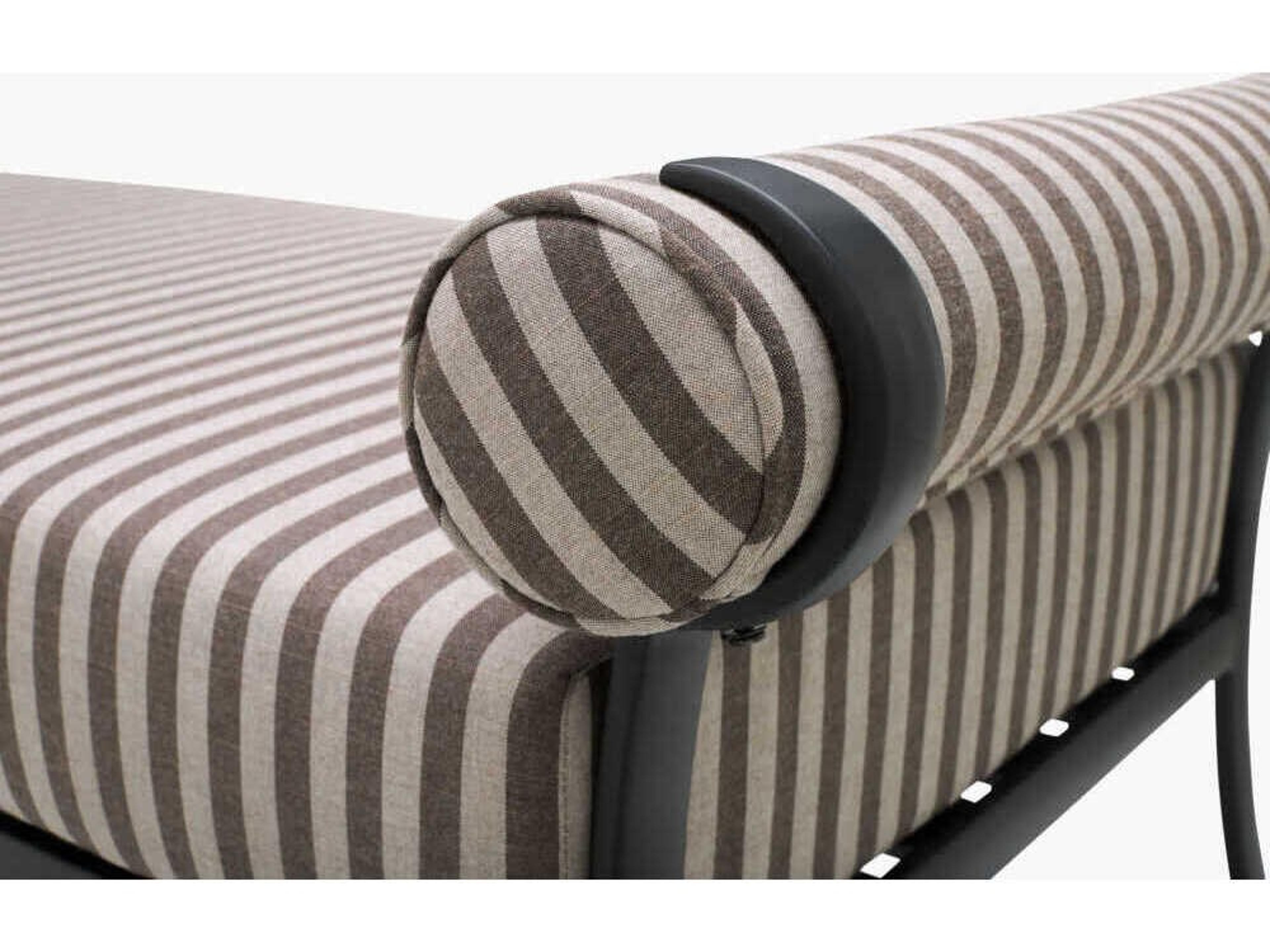 Surya Outdoor Antibes Powder Coated Black Aluminum Cushion Bench