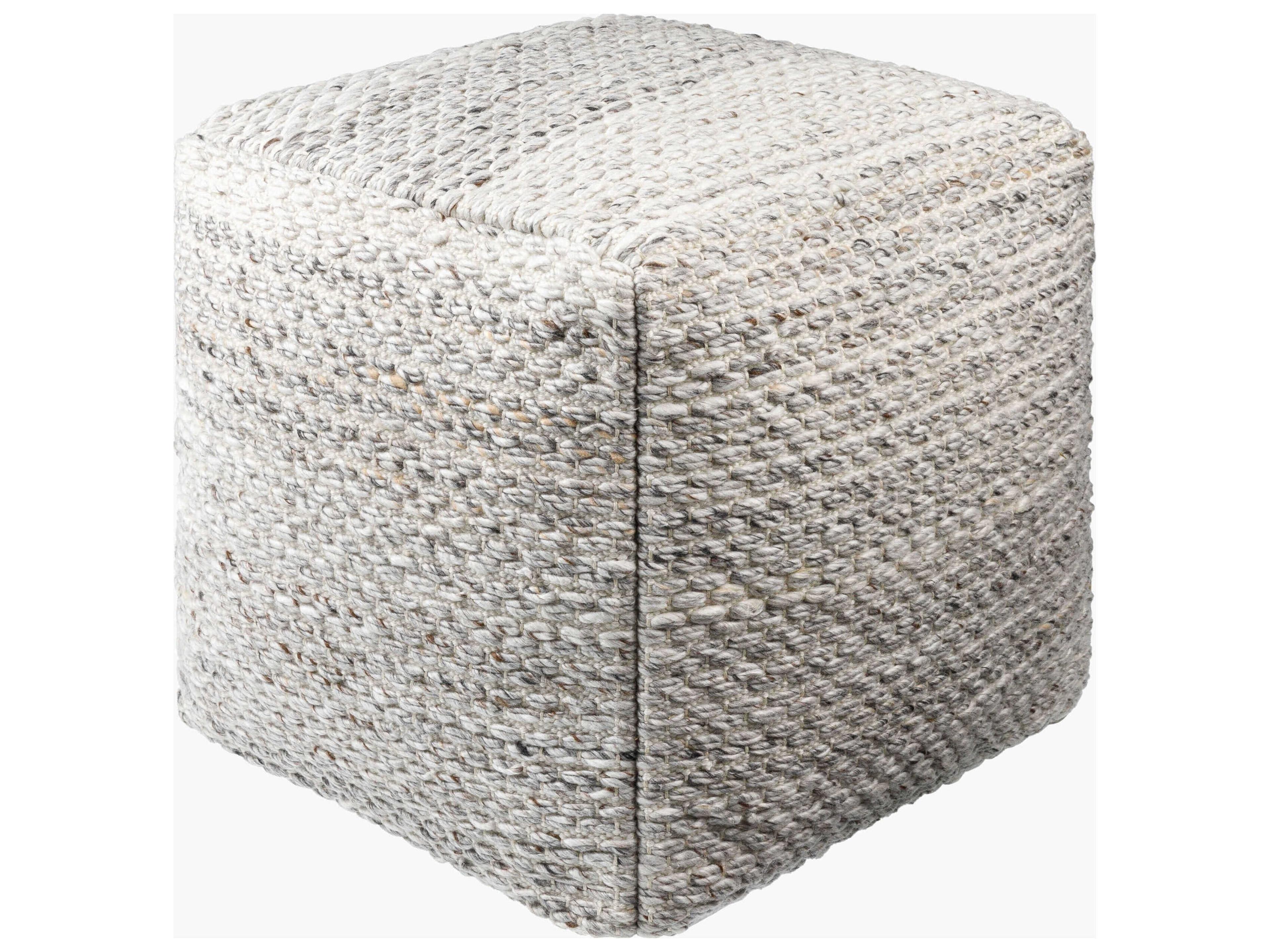 Averill Ivory Fabric Cushion Pouf