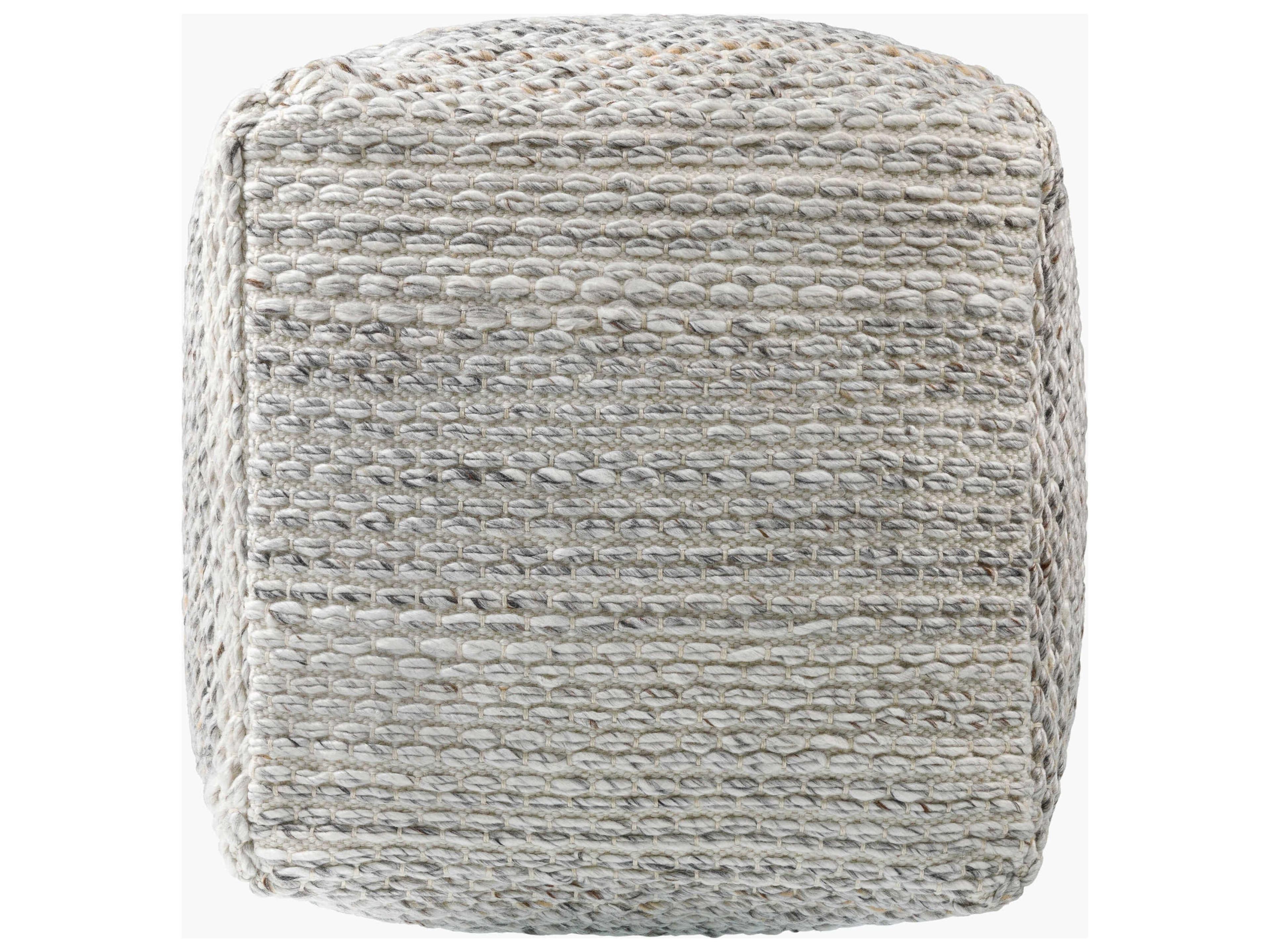 Surya Outdoor Averill Ivory Fabric Cushion Pouf