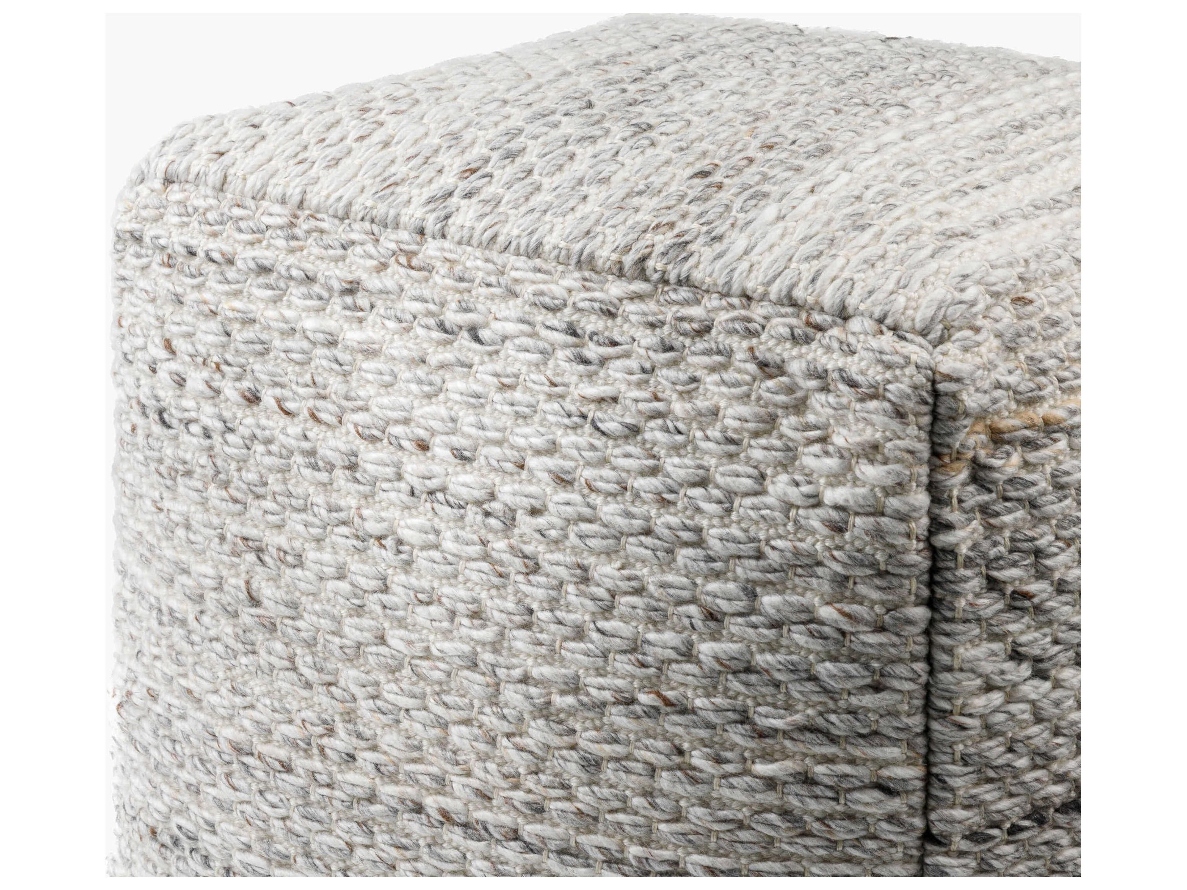 Surya Outdoor Averill Ivory Fabric Cushion Pouf