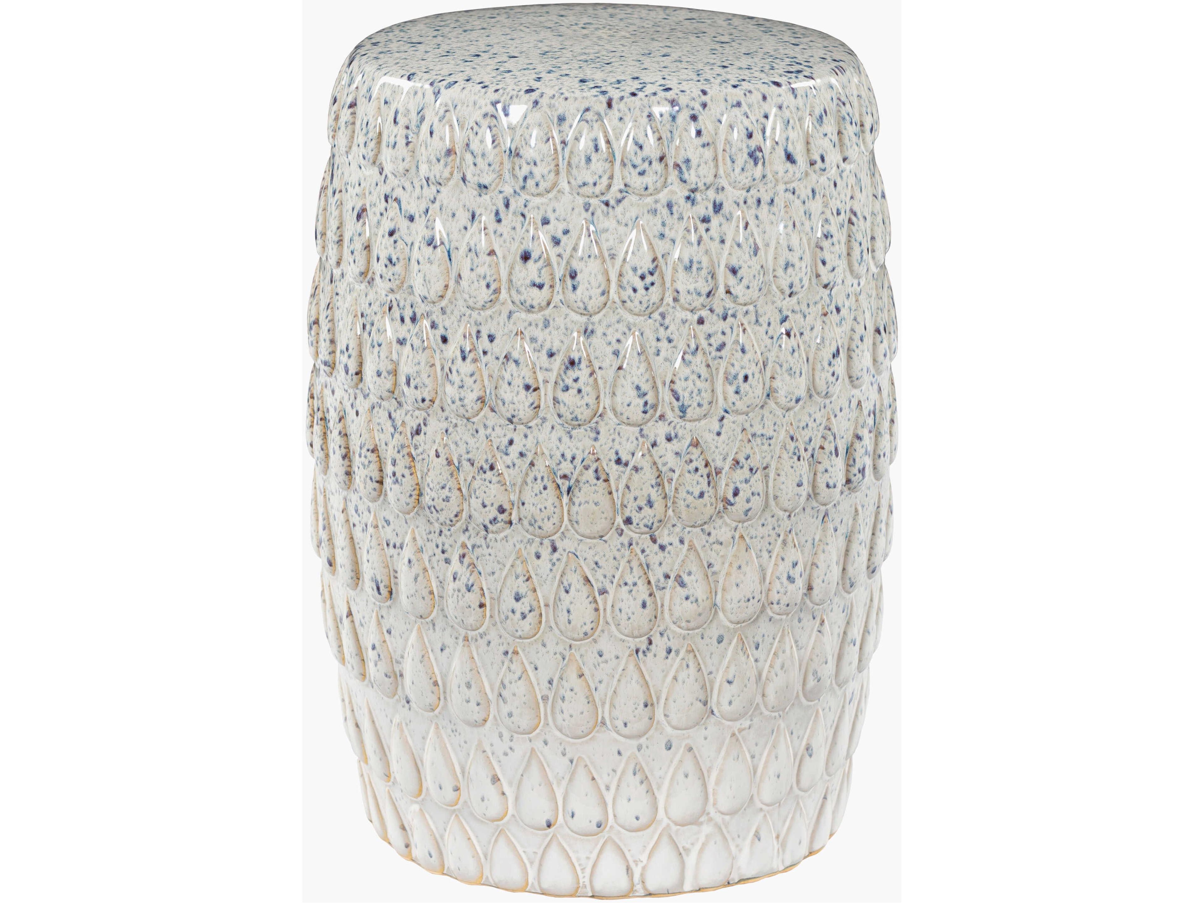 Blackwell Glazed White Ceramic Round Garden Stool