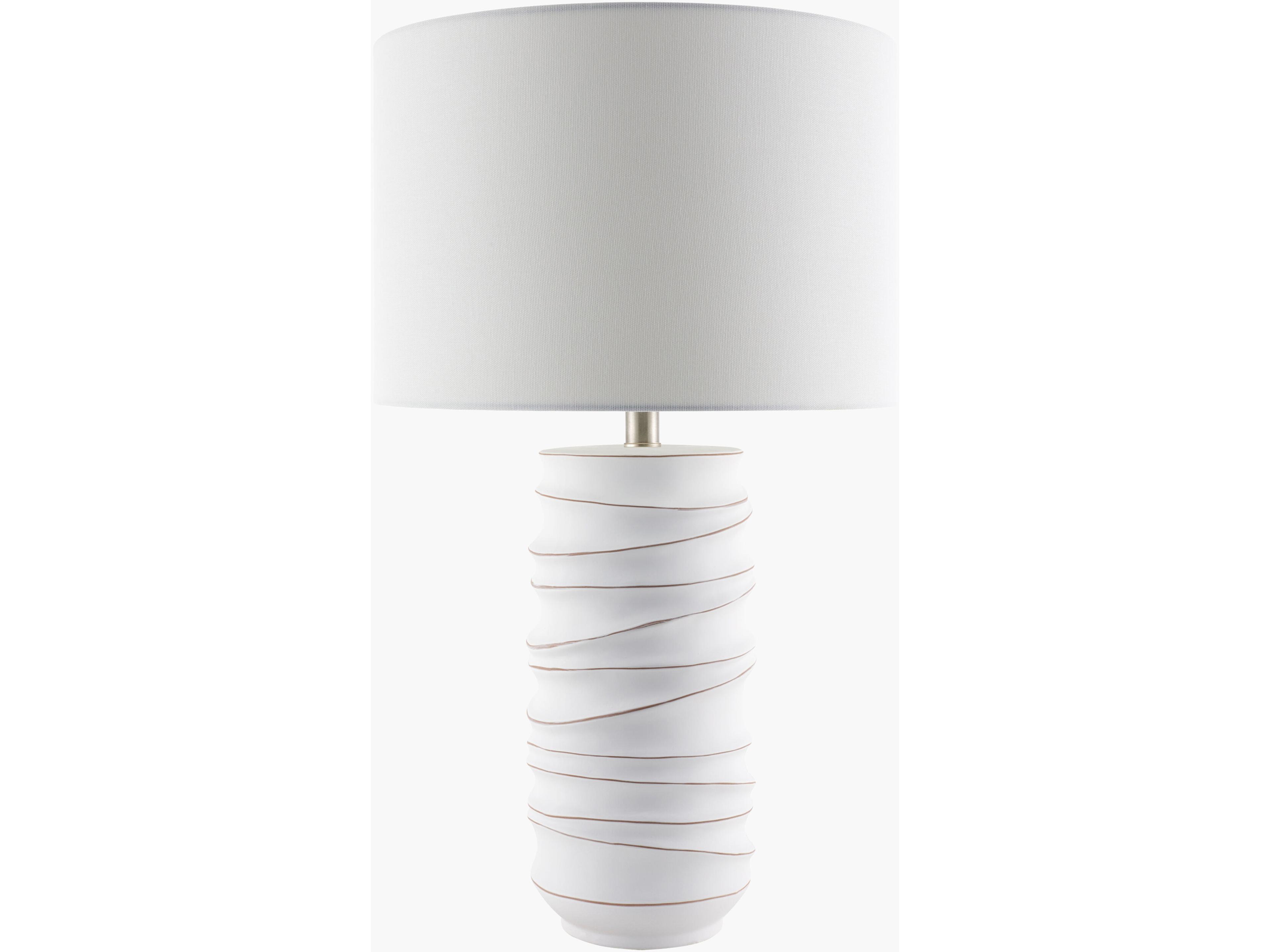 Obelisco White Linen Buffet Lamp