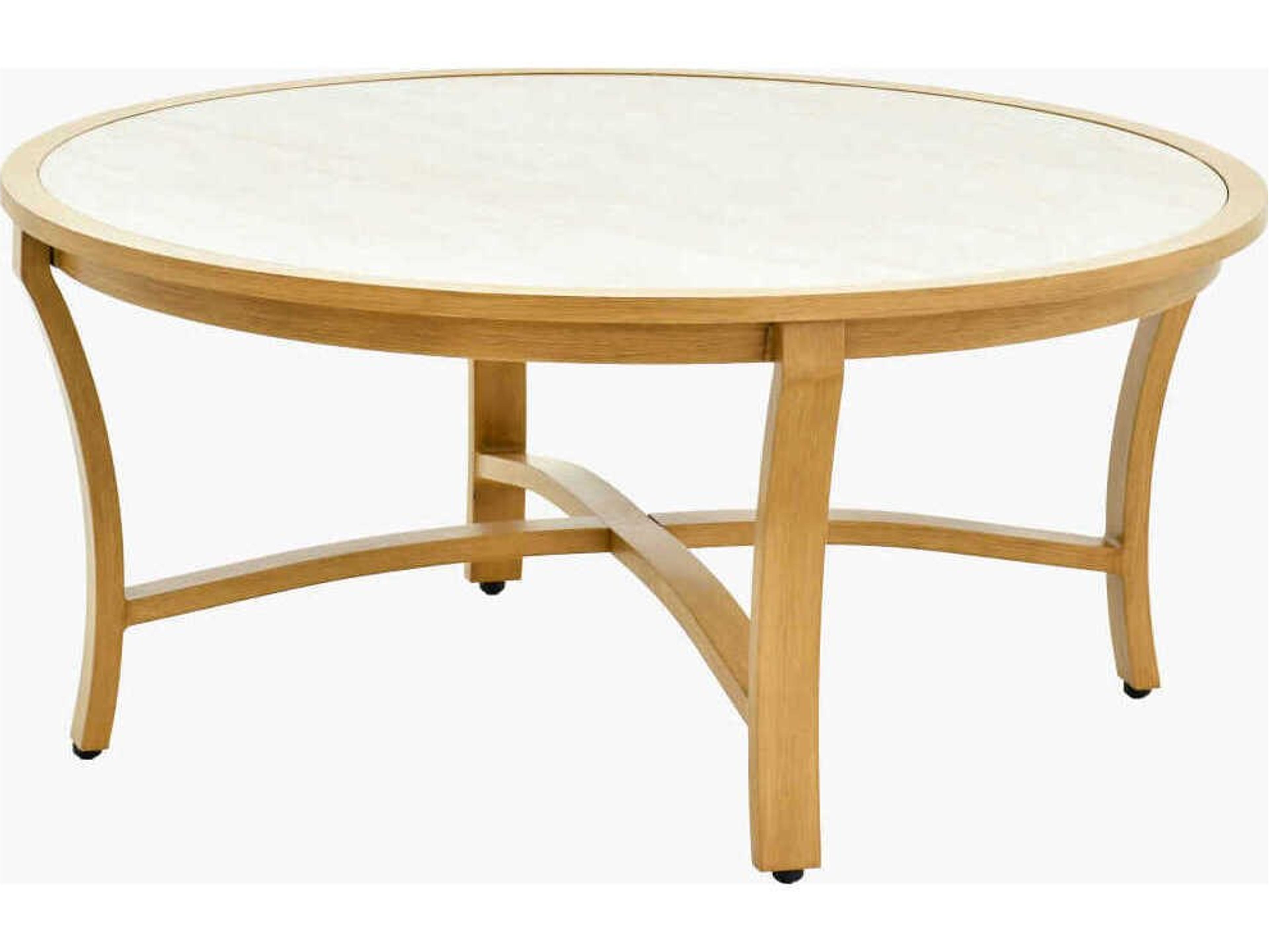 Cape Town Hand Painted Beige Matte Wheat Aluminum Round Coffee Table